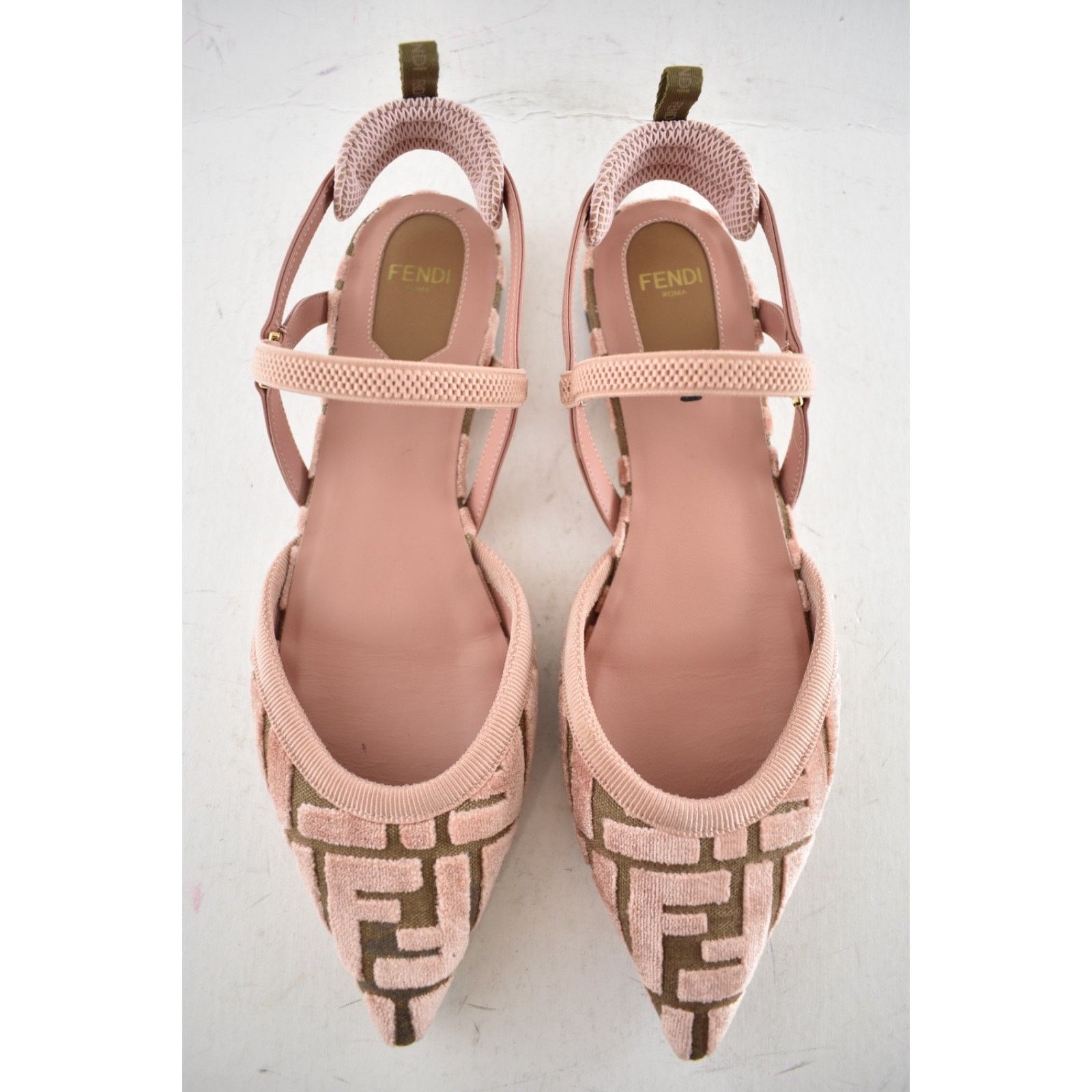 Fendi Fendi Colibri Lite Pink Beige Velvet FF Logo Flats 37.5 Size US 7.5 / IT 37.5 - 11 Thumbnail