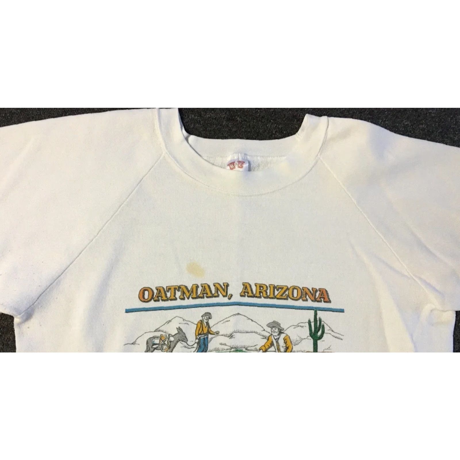 Vintage VINTAGE Oatman Arizona Faded Sweatshirt White S USA Mining Cowboy Nature Cactus Grunge 80s 90s Biker Hoodie Mens Small Knit Pullover USA Made Size US S / EU 44-46 / 1 - 4 Thumbnail
