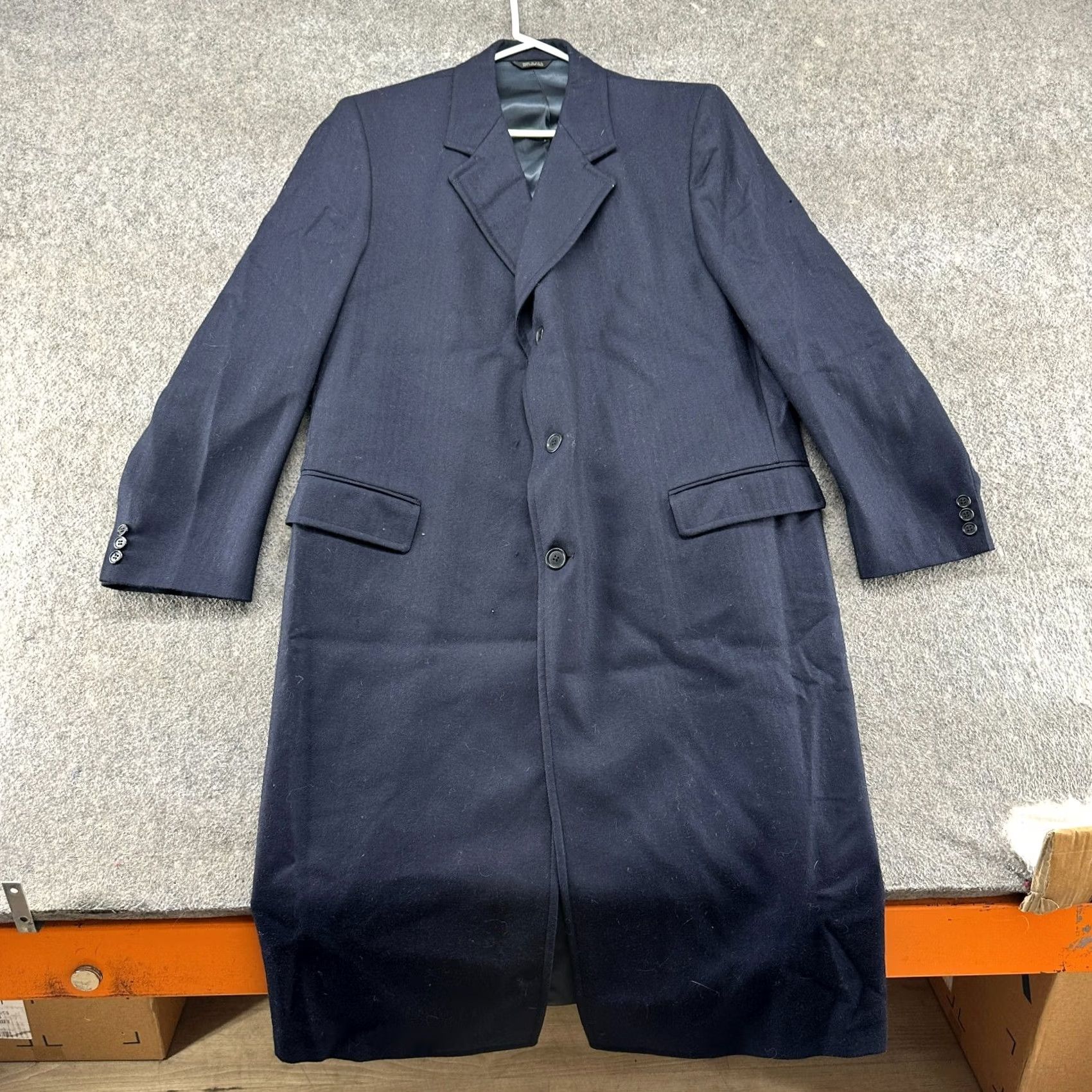 Vintage VINTAGE Bal Paca Coat Mens 46 Blue Navy Overcoat Long Wool Herringbone 90s Jacket/Coat Mens Size US S / EU 44-46 / 1 - 3 Thumbnail