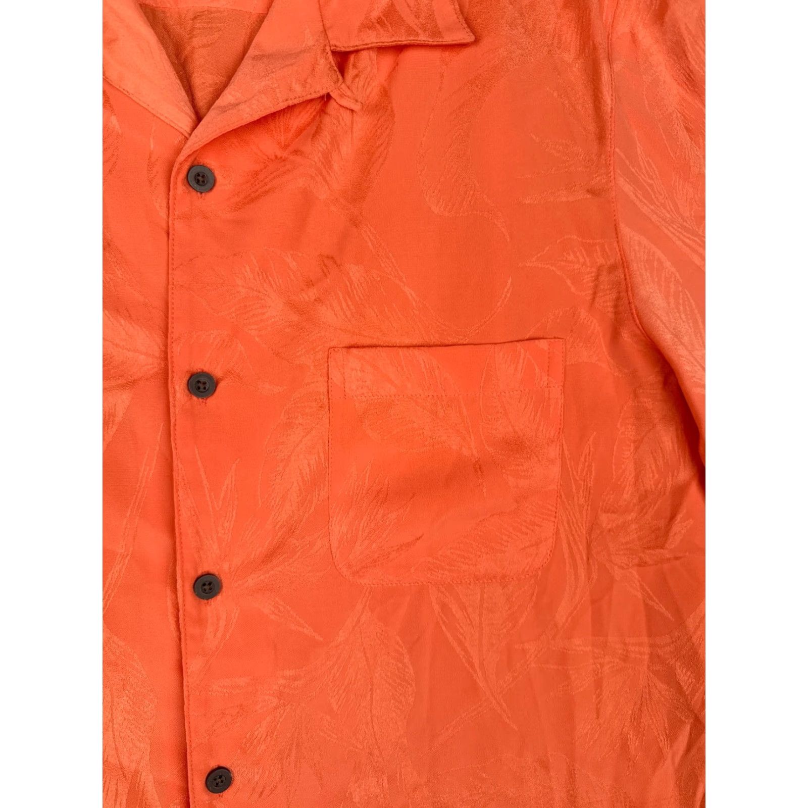 George George Shirt Men Large Orange Floral Embroidered Button Up Hawaiian Polyester Size US L / EU 52-54 / 3 - 6 Thumbnail