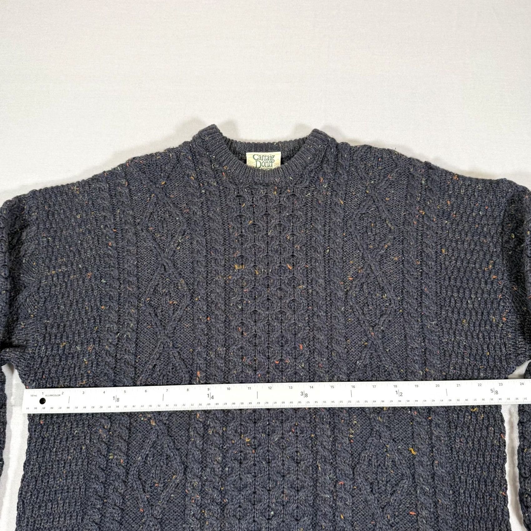 Vintage Carraig Donn Sweater Mens Medium Blue Donegal Wool Cable Knit Fisherman Aran Size US M / EU 48-50 / 2 - 3 Thumbnail
