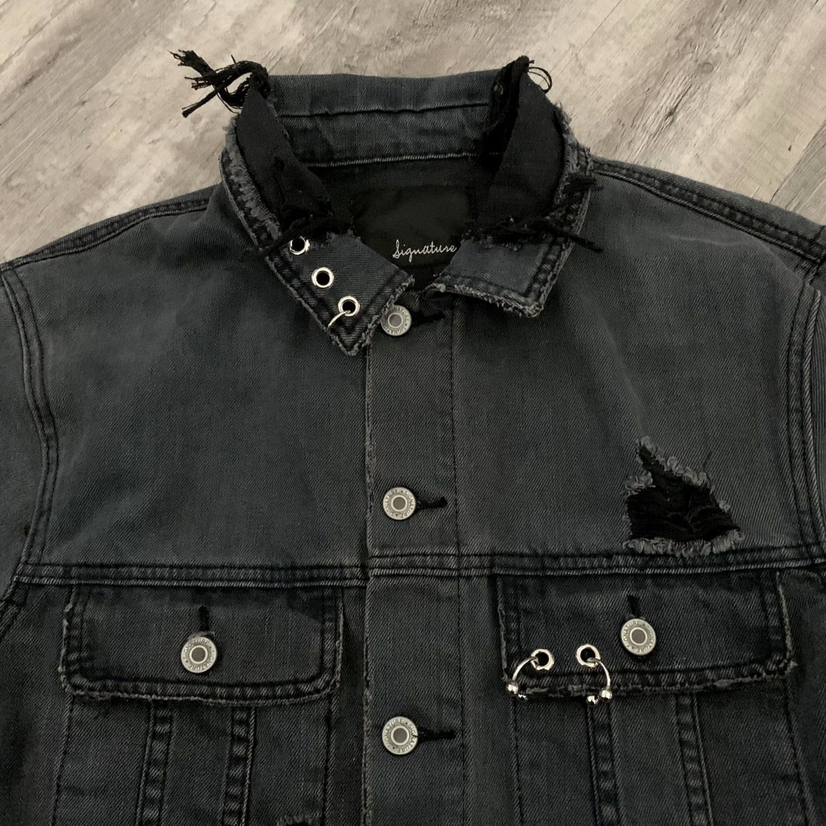 Vintage Signature 8 Jacket Womens Medium Black Cropped Distressed Soft Raw Hem Size M / US 6-8 / IT 42-44 - 3 Thumbnail