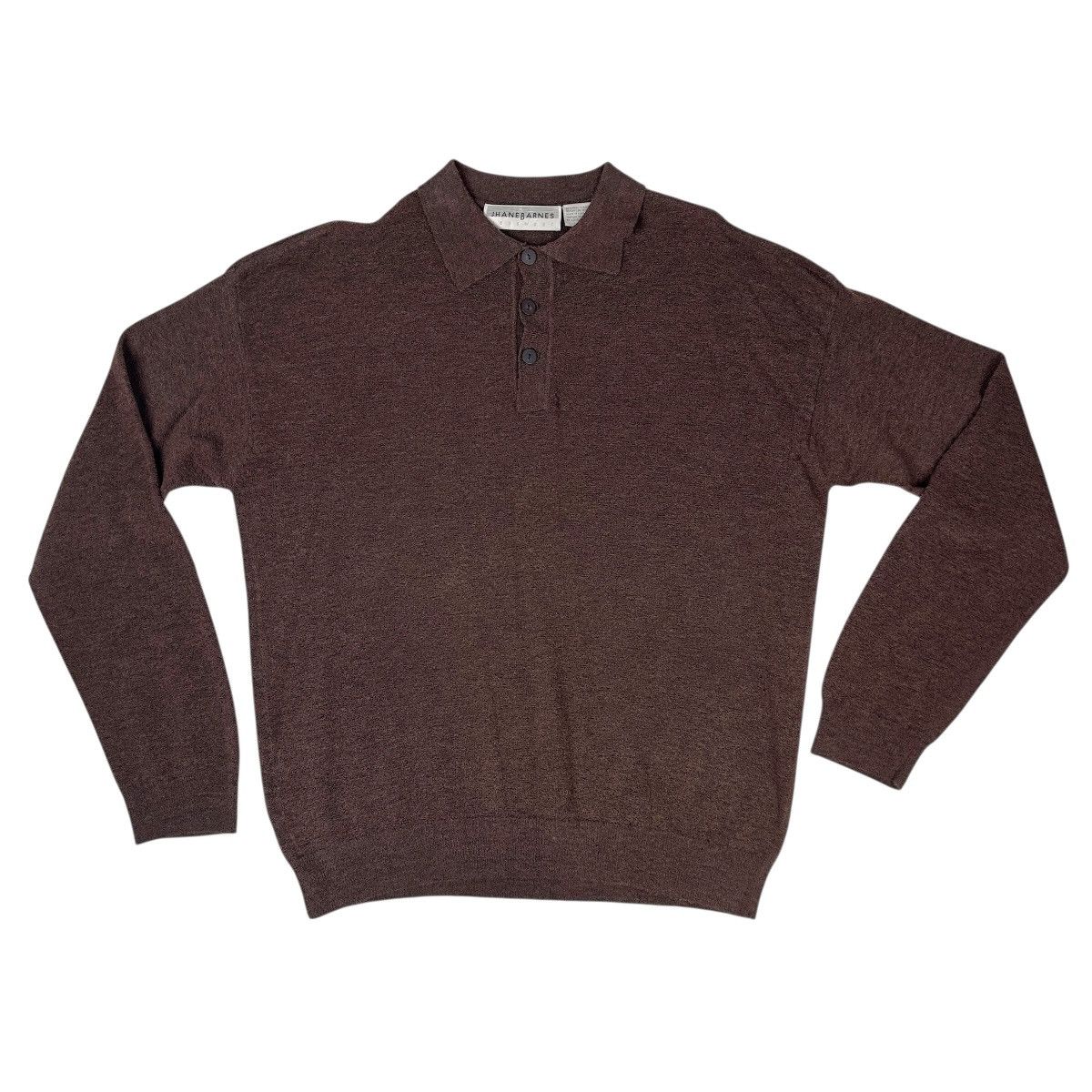 Jhane Barnes VTG Jhane Barnes Brown Polo Sweater Shirt Wool Texture Size US L / EU 52-54 / 3 - 1 Thumbnail