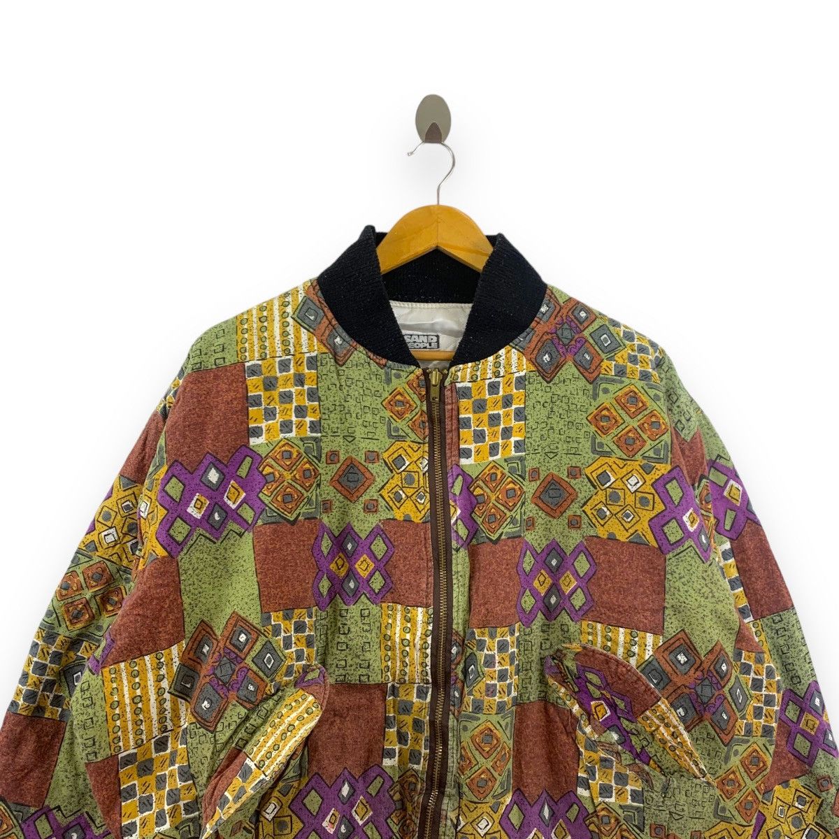 Vintage Vtg SAND PEOPLE SUKAJAN Native Motif Bomber Jacket Size L / US 10 / IT 46 - 2 Thumbnail