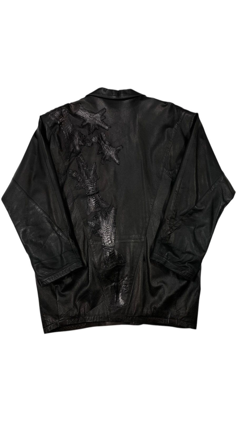 Vintage LASTDROP🔥 Vintage 80s 90s Oversized Leather Crocodile Jacket Size XXL / US 16-18 / IT 52-54 - 2 Thumbnail