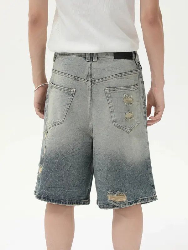 Japanese Brand Vintage distressed loose straight blue ripped denim shorts Size US 32 / EU 48 - 5 Thumbnail