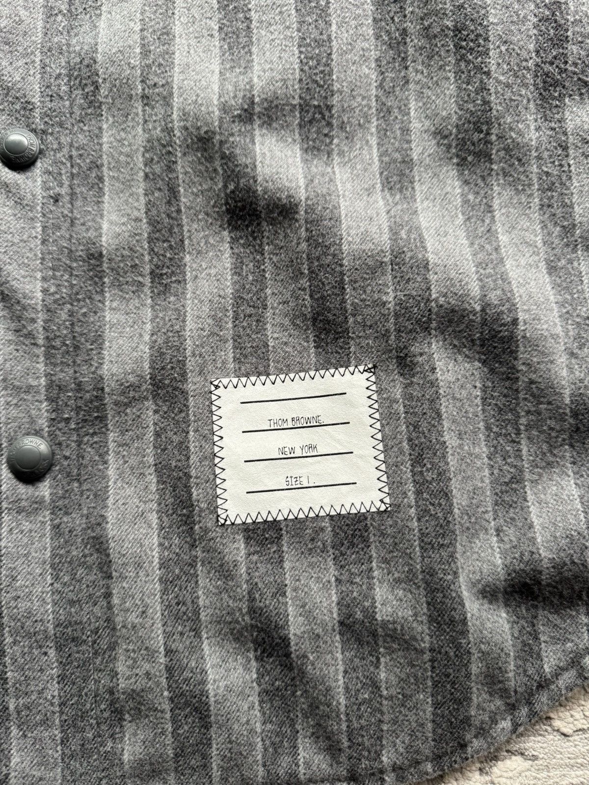 Thom Browne Thom Browne Men Grey Stripped Shirt Size M/L Japan Size US M / EU 48-50 / 2 - 3 Thumbnail