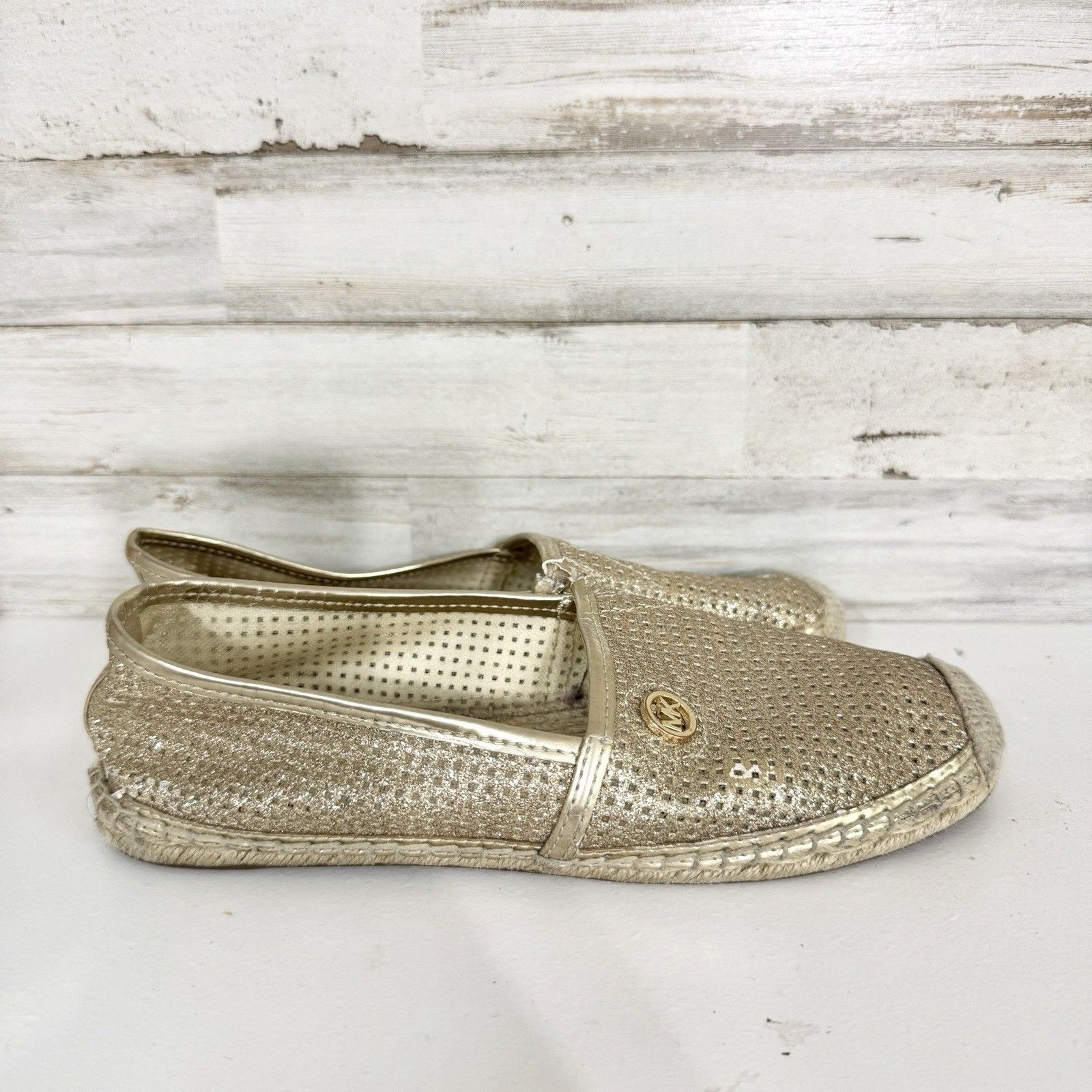 Michael Kors Michael Kors Shoes 5M Metallic Gold Embellished Espadrilles Size US 5 / IT 35 - 8 Thumbnail