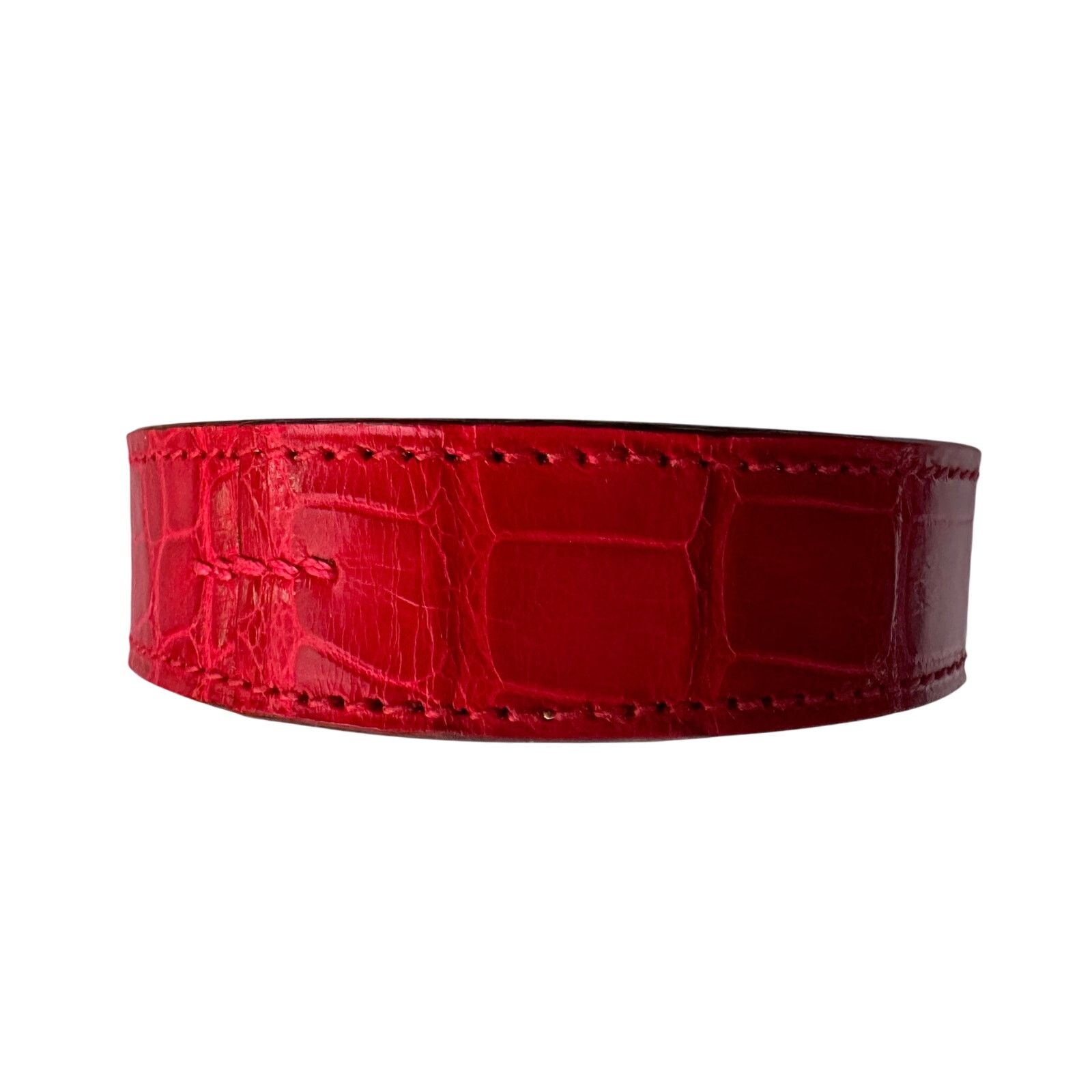 Hermes Hermes Red Croc Embossed Leather Bangle Bracelet Size ONE SIZE - 7 Thumbnail