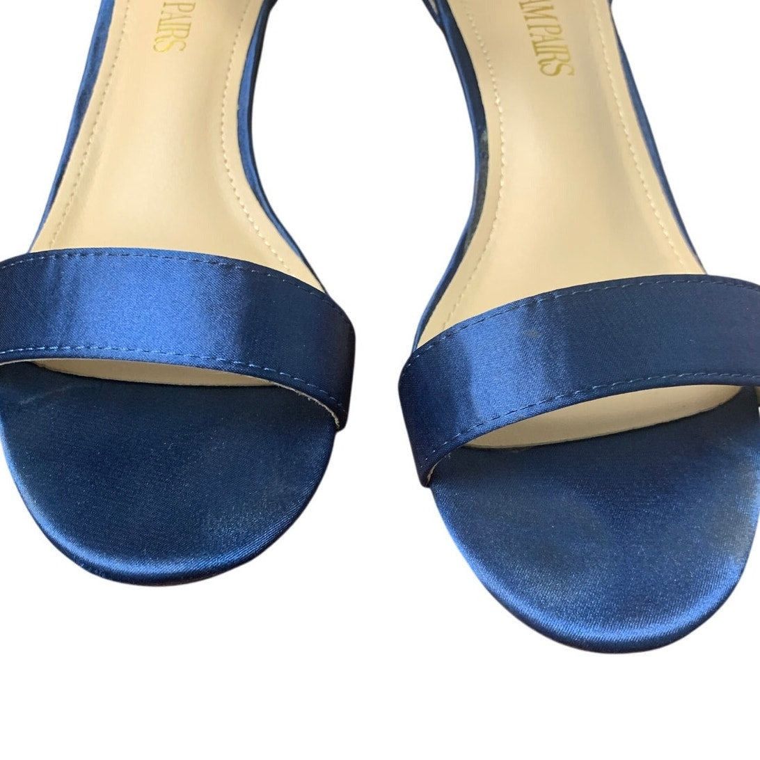 Other Dream Pairs Womens 7.5 Navy Satin Open Toe Ankle Strap Heels Size US 7.5 / IT 37.5 - 8 Thumbnail