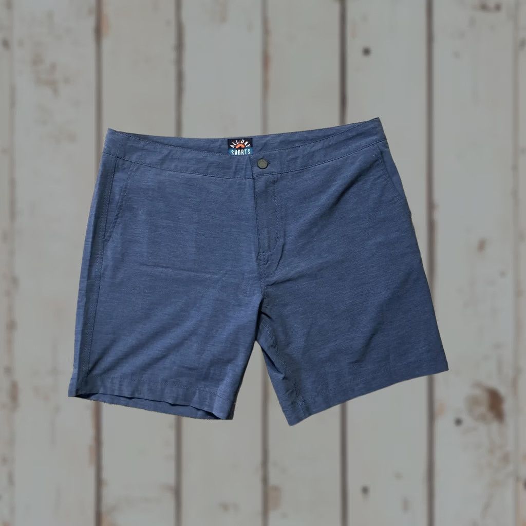 Faherty Faherty Men's 40 All Day Shorts Chino 7 Inseam Blue Casual Summer Beach Performance Lightweight Stretch Pocketed Flat Front Zip Fly Size US 40 / EU 56 - 1 Thumbnail