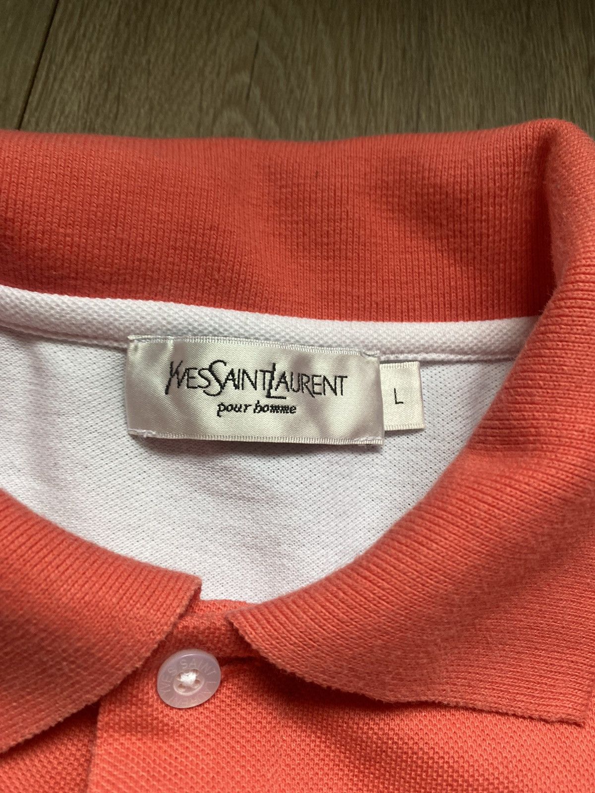 Yves Saint Laurent 90S Yves Saint Laurent YSL Orange Big Logo Polo T Shirt Tee Size US XL / EU 56 / 4 - 4 Thumbnail