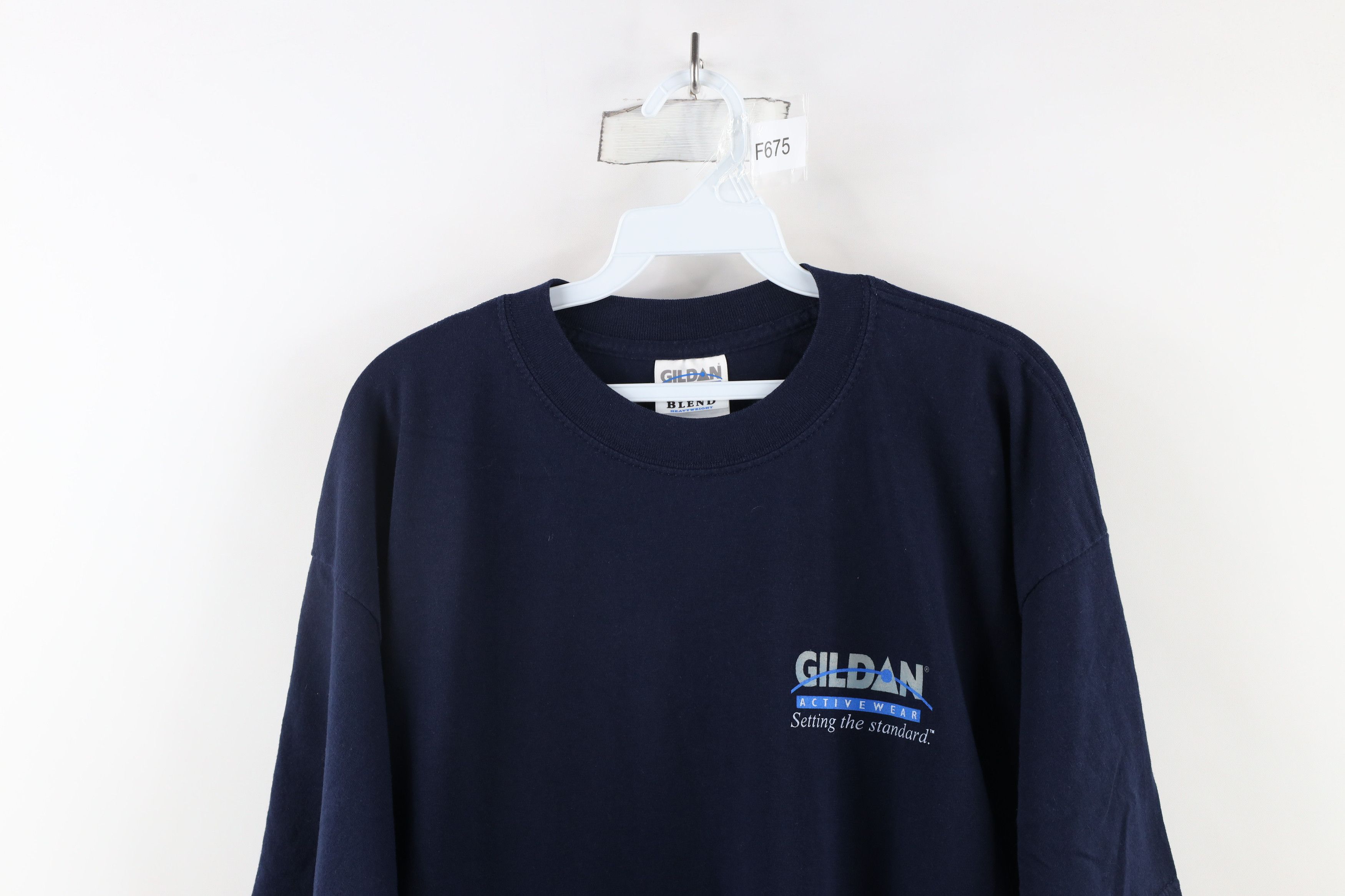 Gildan × Vintage Vintage 90s Gildan Out Label Tag Short Sleeve T-Shirt Blue Size US XL / EU 56 / 4 - 2 Thumbnail