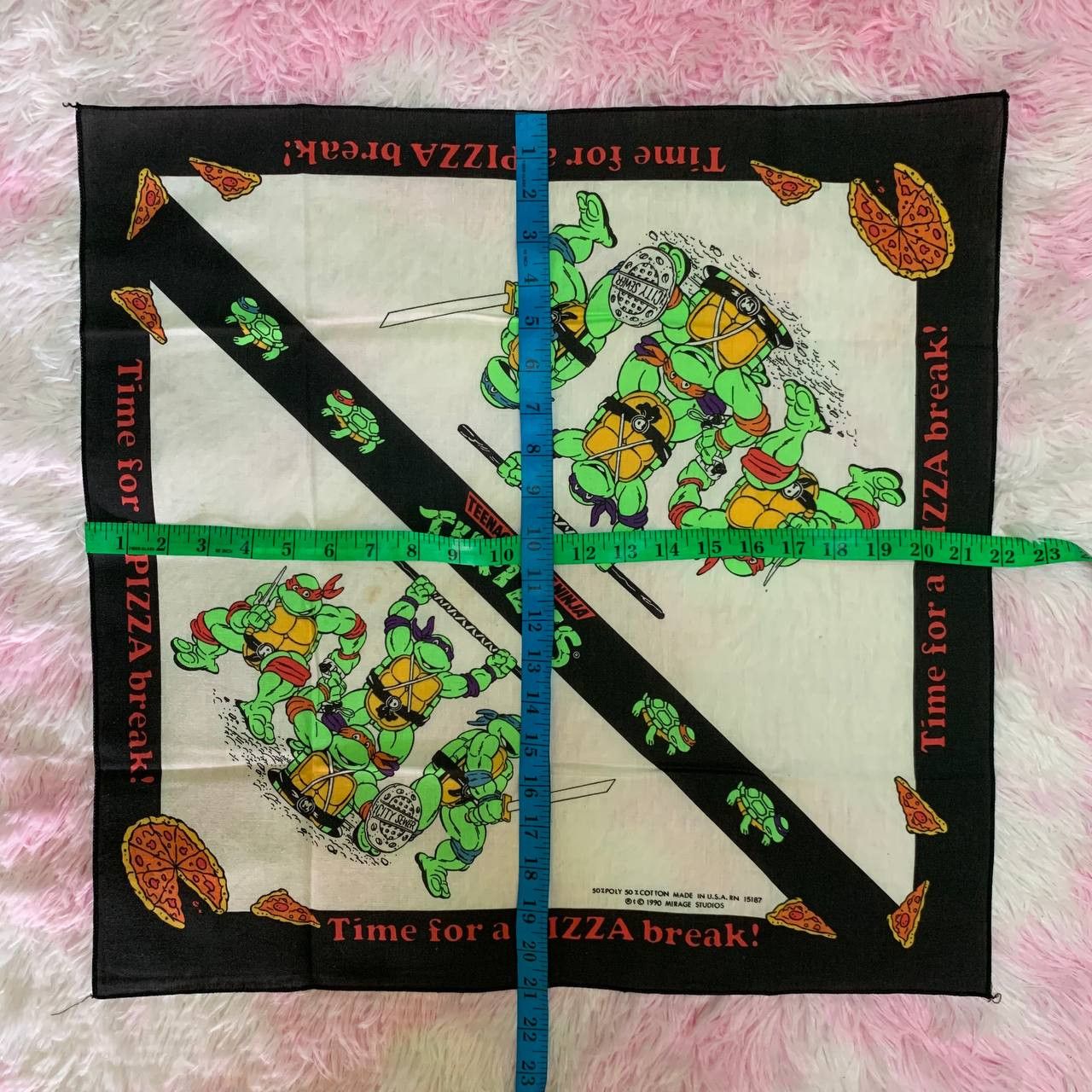 Cartoon Network × Vintage RARE Vintage Teenage Mutant Ninja Turtles 1990 Handkerchief Size ONE SIZE - 6 Thumbnail