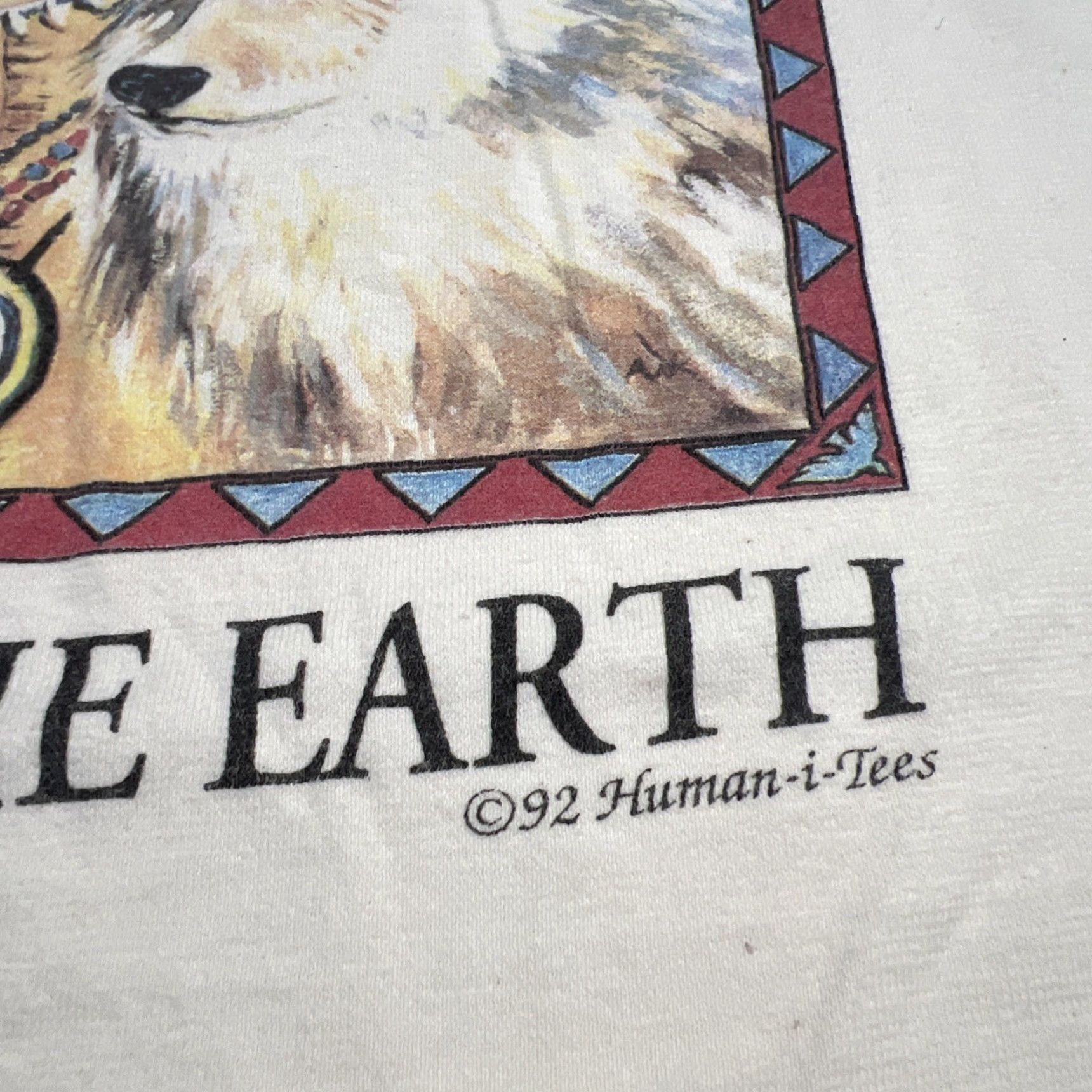 Ecco VINTAGE 90s Human-1-Tees Shirt Men XL One With The Earth Single Stitch Graphic Eco Shirt Men XL Beige Cotton Hippy 1990s Mens Size US XL / EU 56 / 4 - 5 Thumbnail