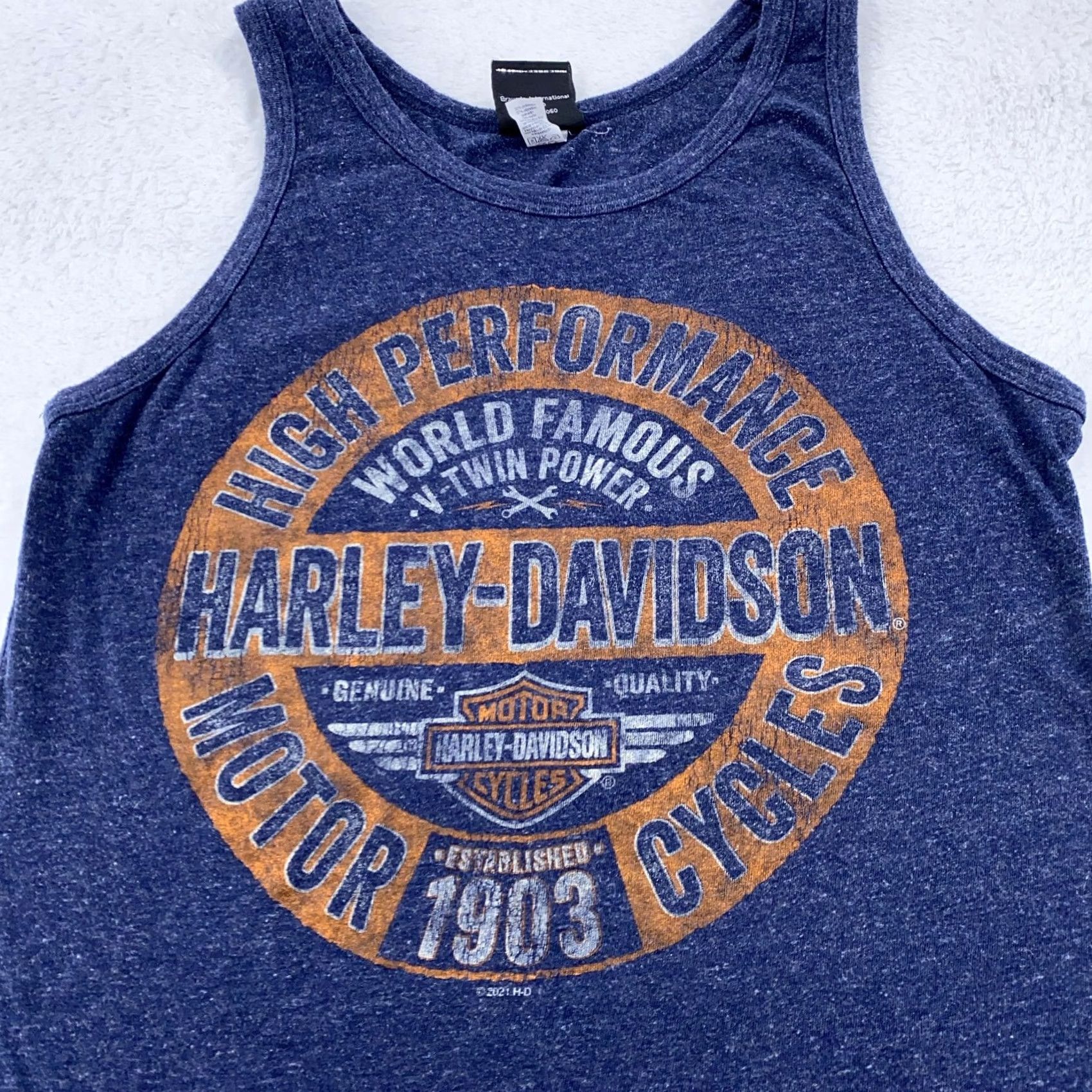 Harley Davidson Harley-Davidson Tank Top Shirt Mens Small Manchester New Hampshire Motorcycle Vintage Theme Graphic Print Eagle Bird USA Crew Neck Sleeveless Size US S / EU 44-46 / 1 - 2 Thumbnail