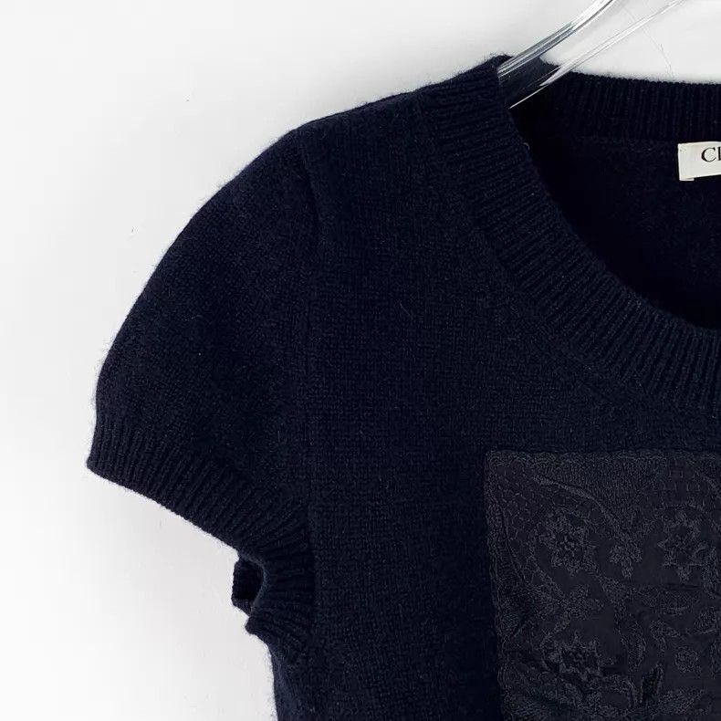 Dior Dior Black floral embroidery cashmere knitted short-sleeve Size XS / US 0-2 / IT 36-38 - 3 Thumbnail