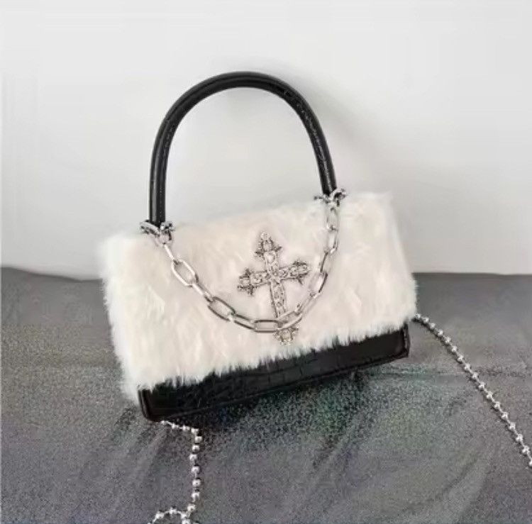 Other Y2K Plush Chain Crossbody Bag – PU Leather Mini Bag Size ONE SIZE - 7 Thumbnail