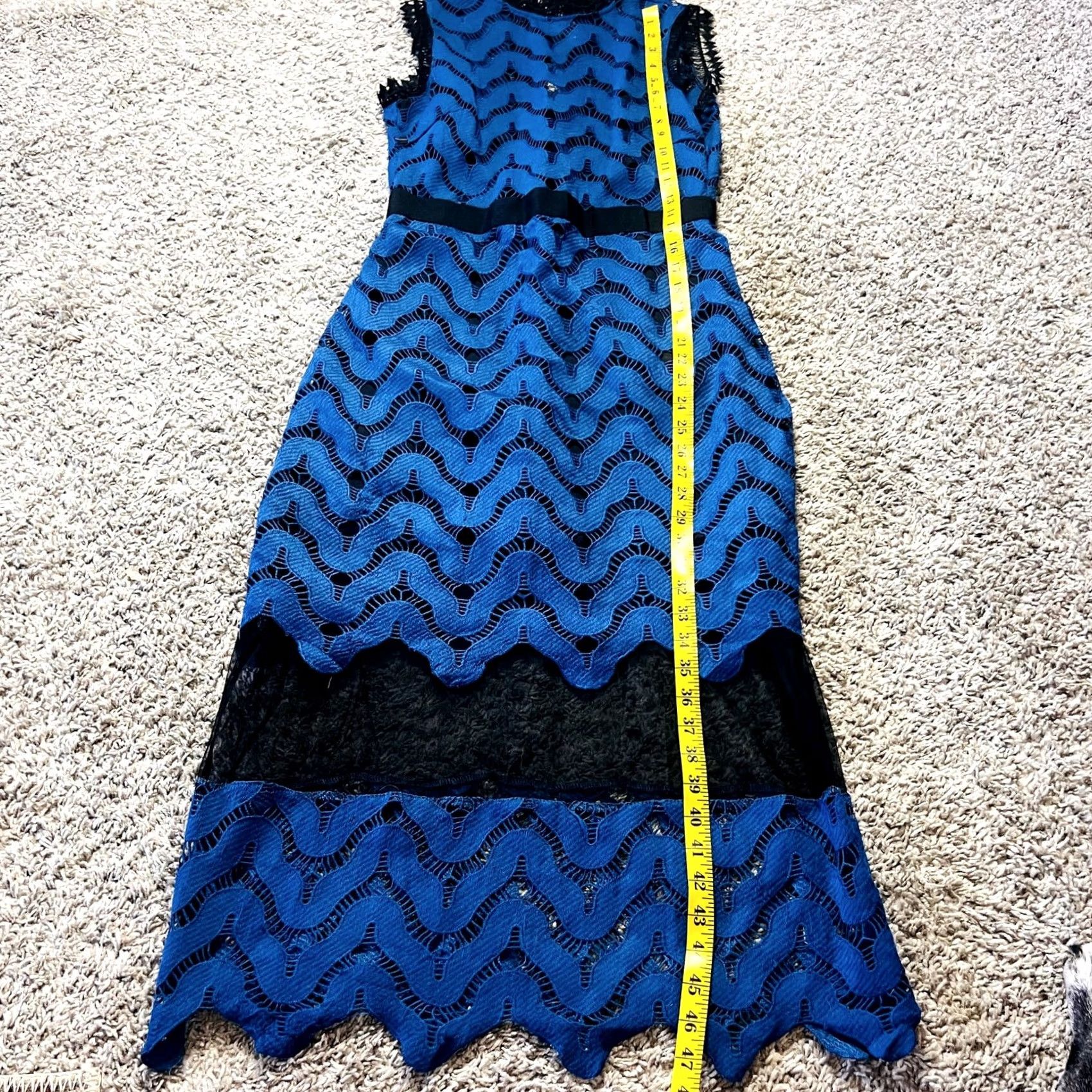 Vintage VINTAGE Y2K Scallop Open Back High Neck Midi Dress Blue Women's Size Medium Size M / US 6-8 / IT 42-44 - 2 Thumbnail