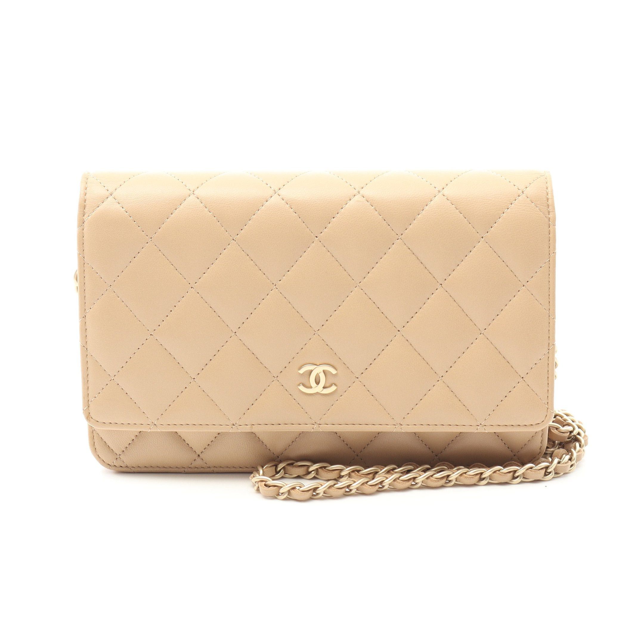 Chanel Chanel Matelasse Chain Wallet Lambskin Beige Gold Hardware Size ONE SIZE - 1 Thumbnail