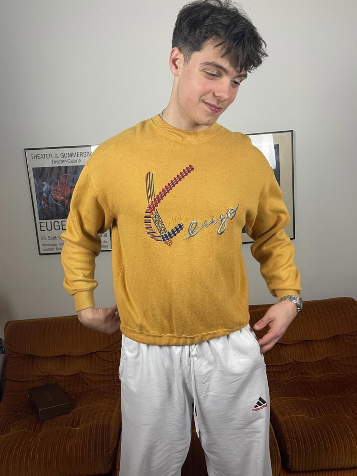 Kenzo Kenzo - Mustard Yellow Embroidered Sweater Size US M / EU 48-50 / 2 - 6 Thumbnail