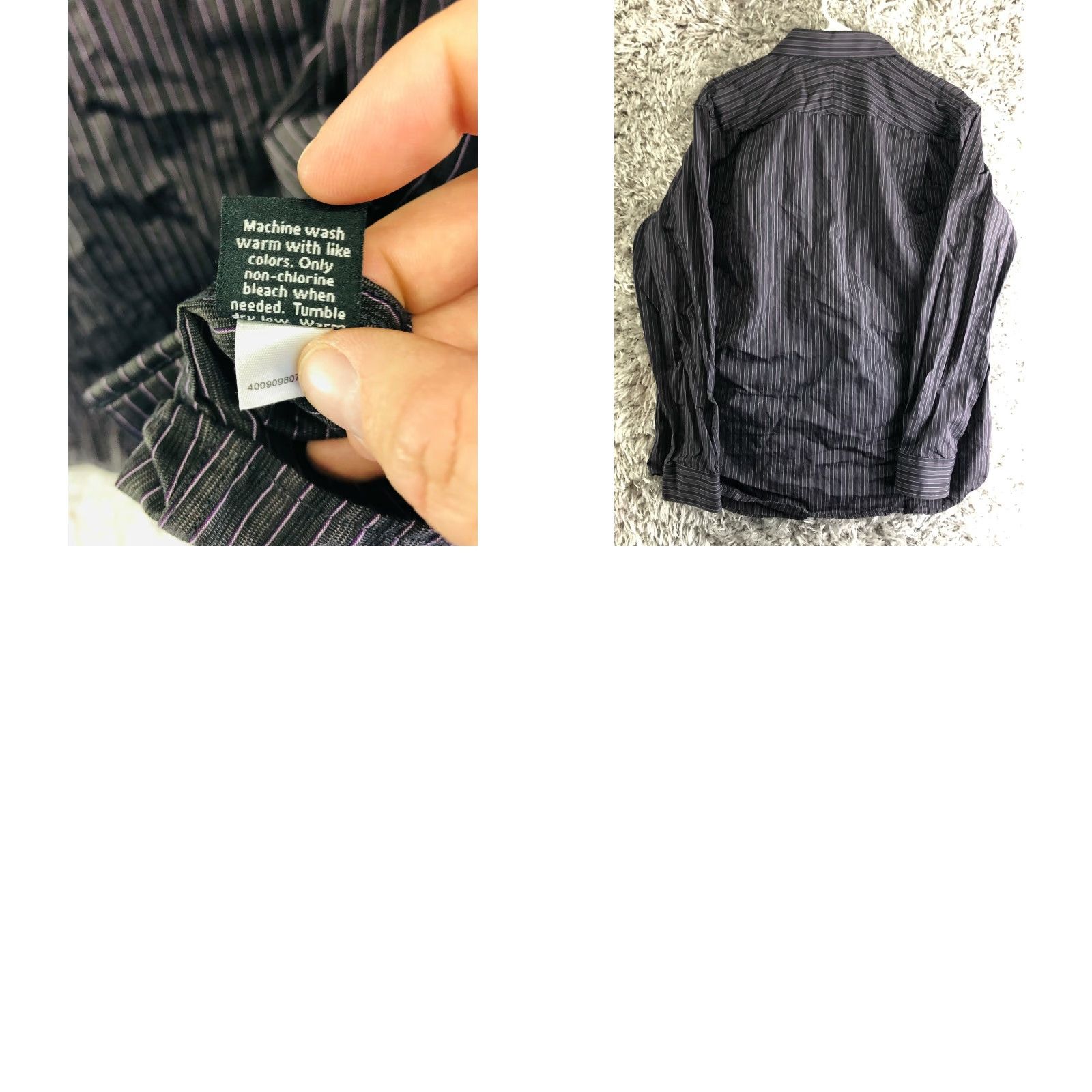 Apt. 9 Apt.9 Mens Large Superfine Cotton Black Striped Long Sleeve Spread Collar Shirt Size US L / EU 52-54 / 3 - 8 Thumbnail