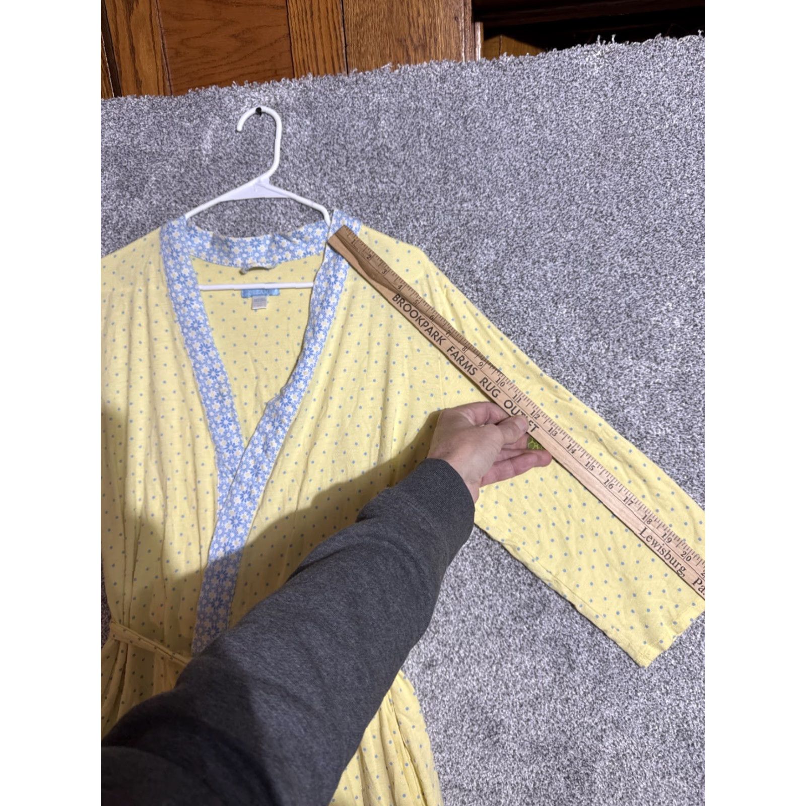 Vintage Celestial Dreams Robe Womens L Cottagecore Lightweight Romantic Polka Dots Blue Kimono Style 60% Cotton 40% Polyester Girls? Size ONE SIZE - 4 Thumbnail