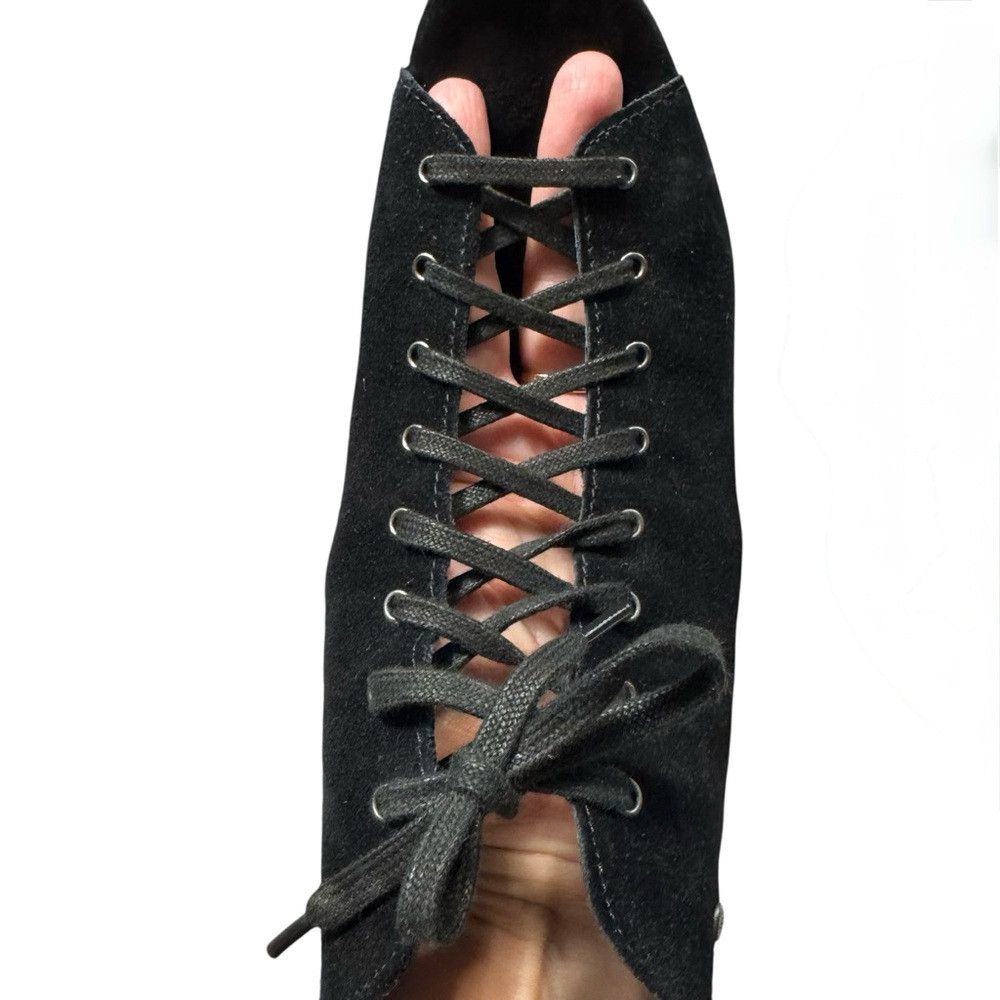 Ugg UGG Elyse Open Toe Black Suede Lace-up Wedge Booties 3340 S Size US 7.5 / IT 37.5 - 9 Thumbnail