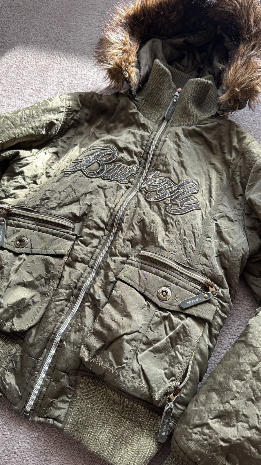 Vintage 00s' Y2K faux fur jacket Ifsixwasnine LGB Goa style