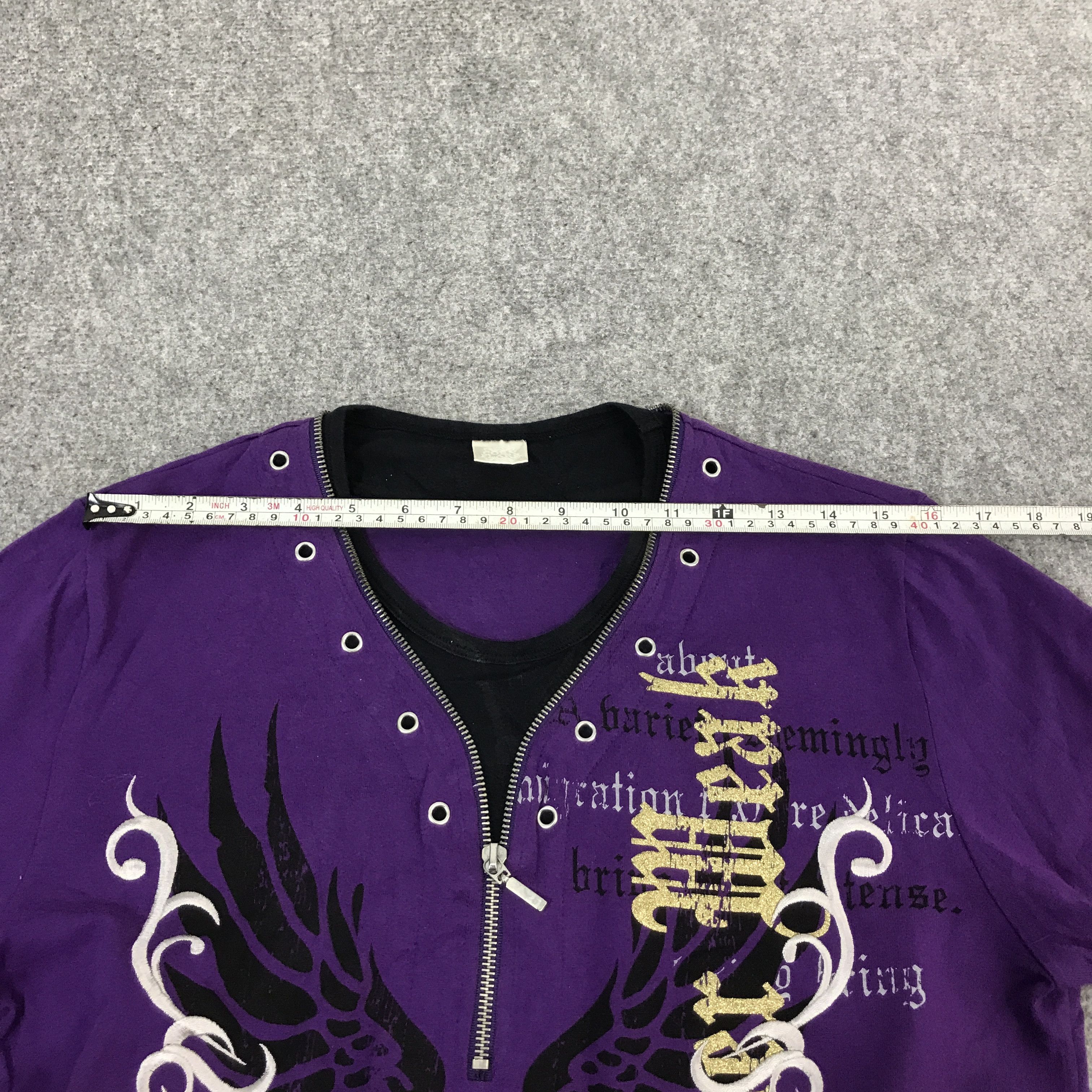 Japanese Brand gothic punk zipper style look ober hear long sleeve tshirts Size US L / EU 52-54 / 3 - 8 Thumbnail