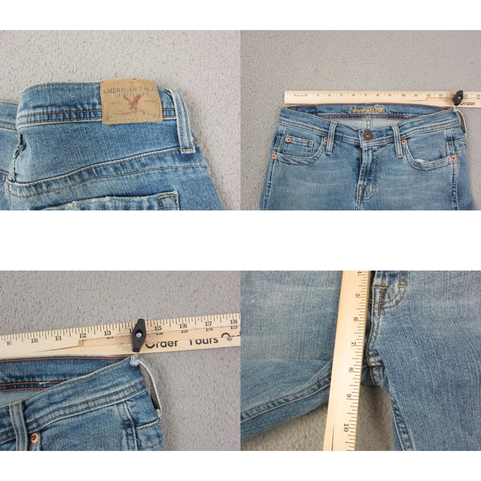 American Eagle Outfitters American Eagle Jeans Womens 4 Reg Blue Distressed Stretch Skinny Denim Distressed N/A Size 27" / US 4 / IT 40 - 9 Thumbnail