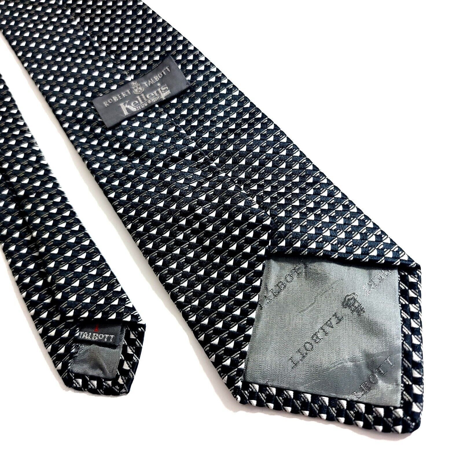 Robert Talbott Robert Talbott Black Gray Geometric Woven Wide Silk Tie Size ONE SIZE - 7 Thumbnail