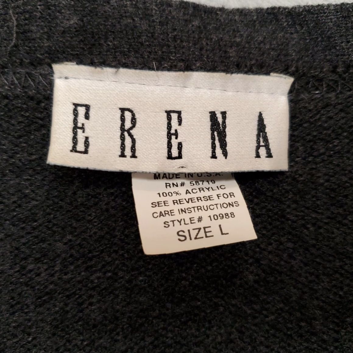 Vintage Erena Sweater Womens Sz L Charcoal Gray Open Front Long Sleeve Duster Cardigan Size L / US 10 / IT 46 - 4 Thumbnail