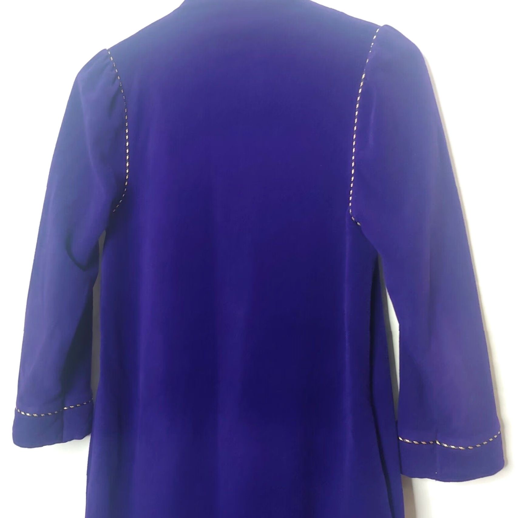 Vintage VINTAGE Vanity Fair Robe Small Long Zip Purple Velour Gold Quilted Loungewear Size ONE SIZE - 6 Thumbnail