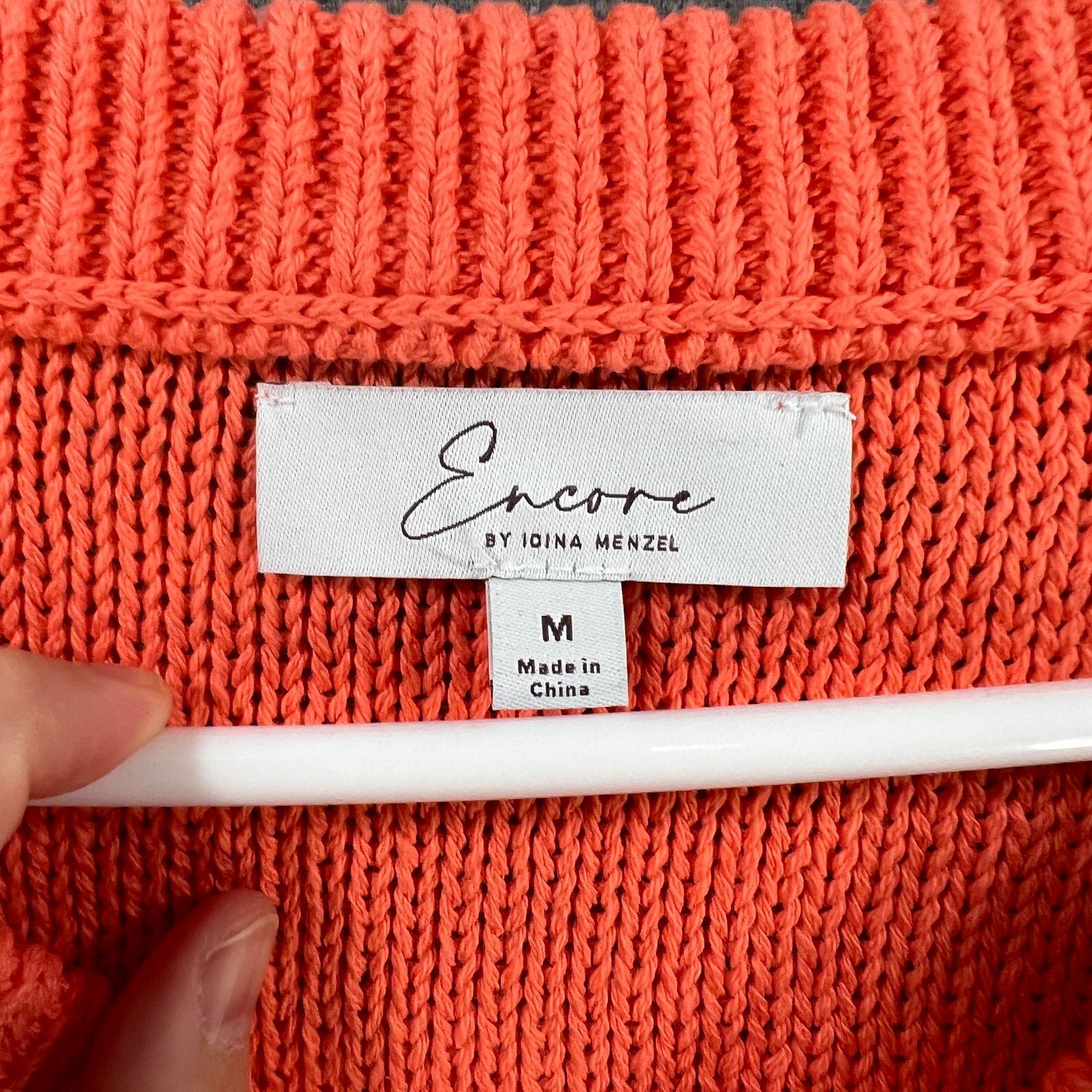 Other Encore by Idina Menzel Relaxed Cotton V-Neck Sweater Size M / US 6-8 / IT 42-44 - 3 Thumbnail
