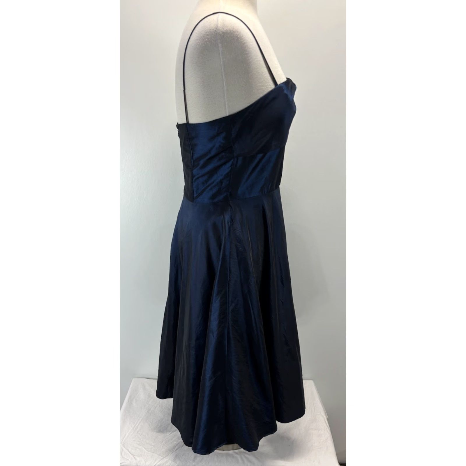 Vintage Jessica Howard Taffeta Cocktail Dress Sz 10 Women’s Deep Midnight Blue Midi Size L / US 10 / IT 46 - 4 Thumbnail