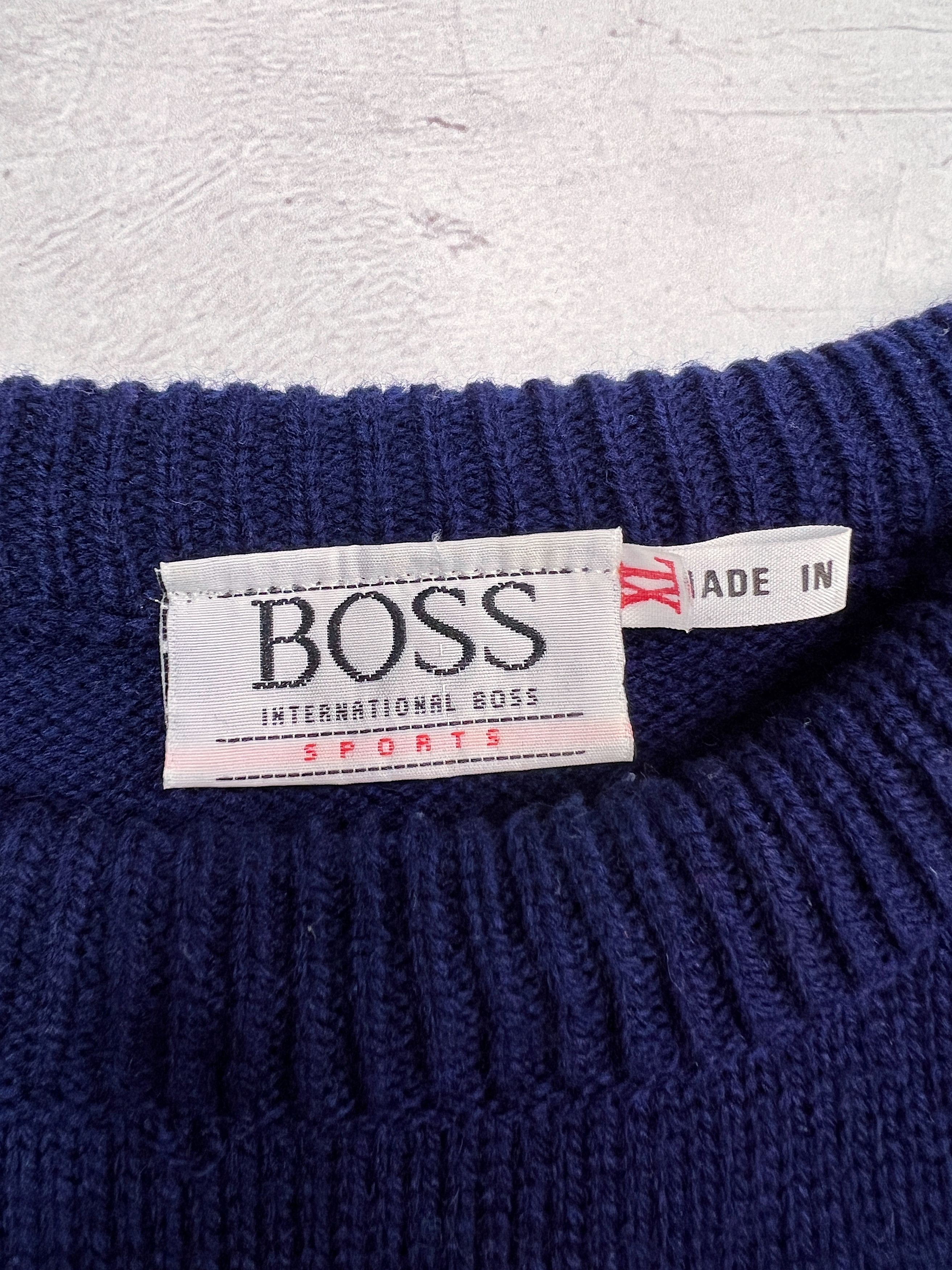 Hugo Boss × Vintage Vintage Hugo Boss Knit Sweater Embroidered Big Logo Size US M / EU 48-50 / 2 - 7 Thumbnail