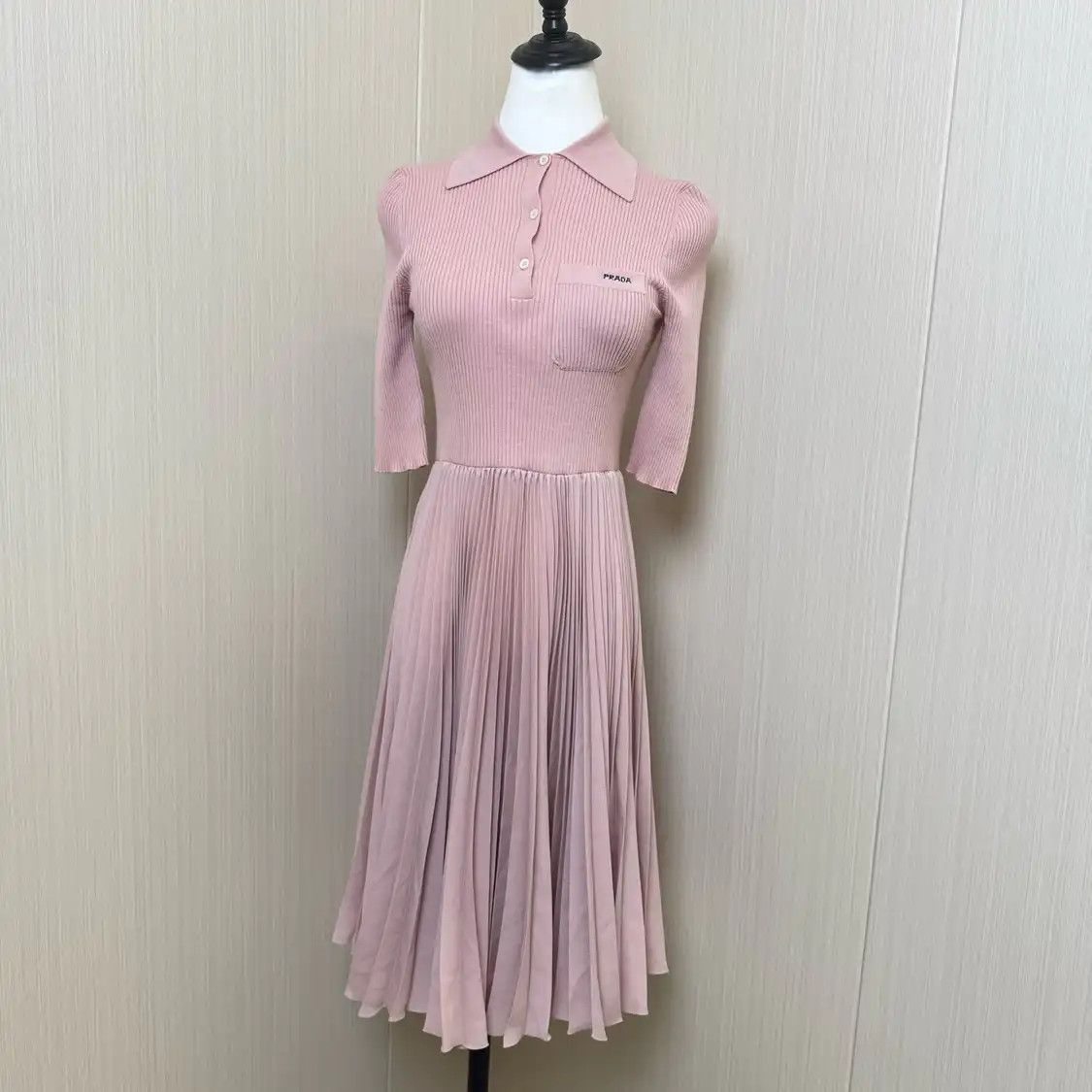 prada pink mini dress Prada Cotton Mini-dress, Women, Alabaster Pink, Size 40