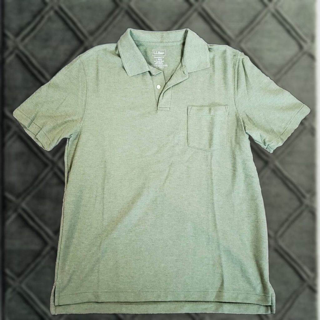 Vintage L.L.Bean Polo Shirt Men’s Olive Green L Regular Short Sleeve Cotton Polo Shirt, Green, Olive, L, Men, 90s? (No) Size US L / EU 52-54 / 3 - 1 Thumbnail
