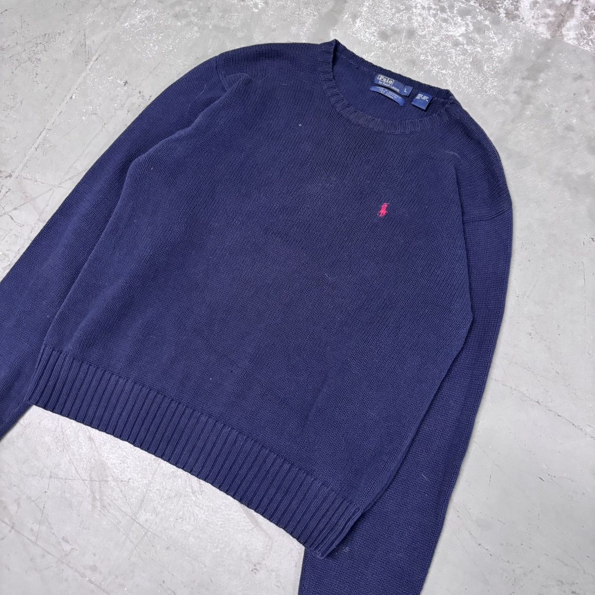 Polo Ralph Lauren × Vintage Vintage 90s Navy baggy crop fit Polo Ralph Lauren knit Size US L / EU 52-54 / 3 - 2 Thumbnail