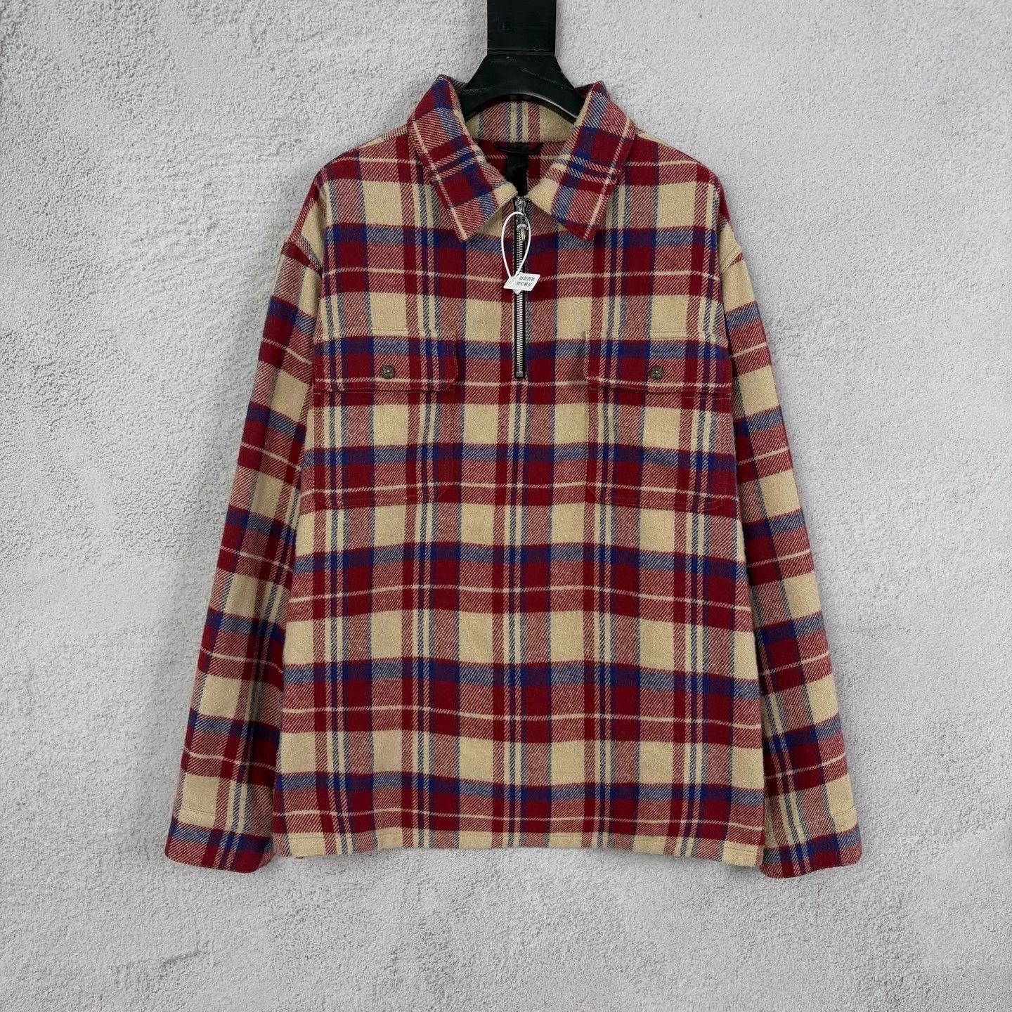 Chrome Hearts Chrome Hearts Plaid Half-Zip Flannel Red Blue XL Size US XL / EU 56 / 4 - 1 Thumbnail