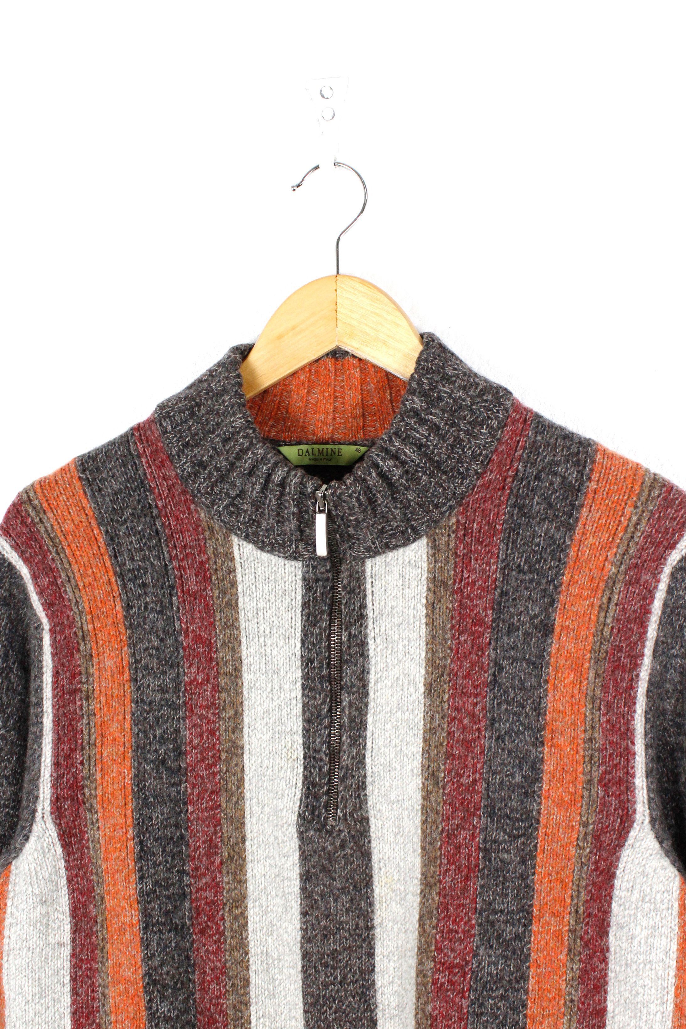 Dalmine Dalmine Italy Striped Cashmere Wool Zip Sweater Size US M / EU 48-50 / 2 - 2 Thumbnail