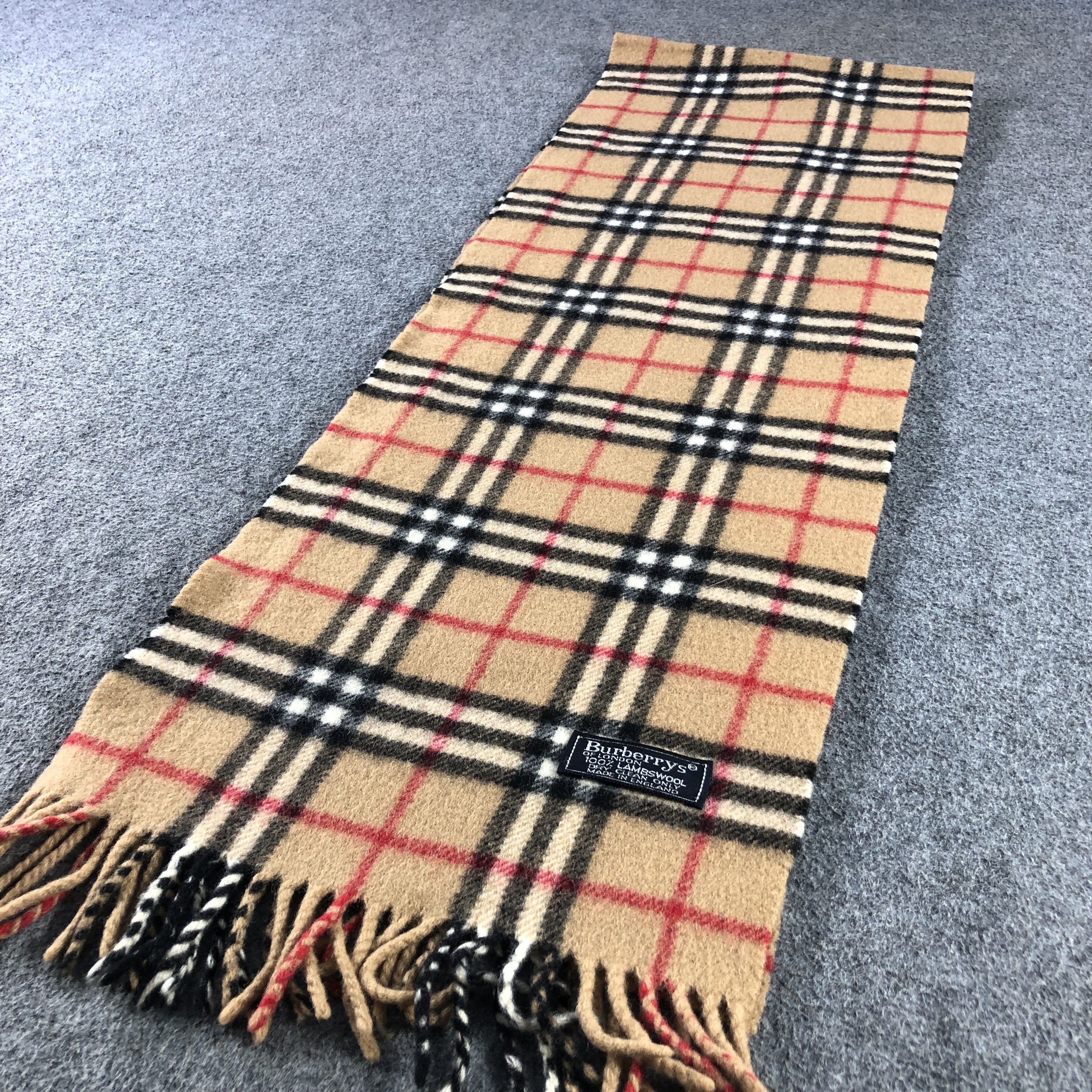 Burberry Burberrys Tan Nova Check Wool Scarf Muffler V2865 Size ONE SIZE - 3 Thumbnail