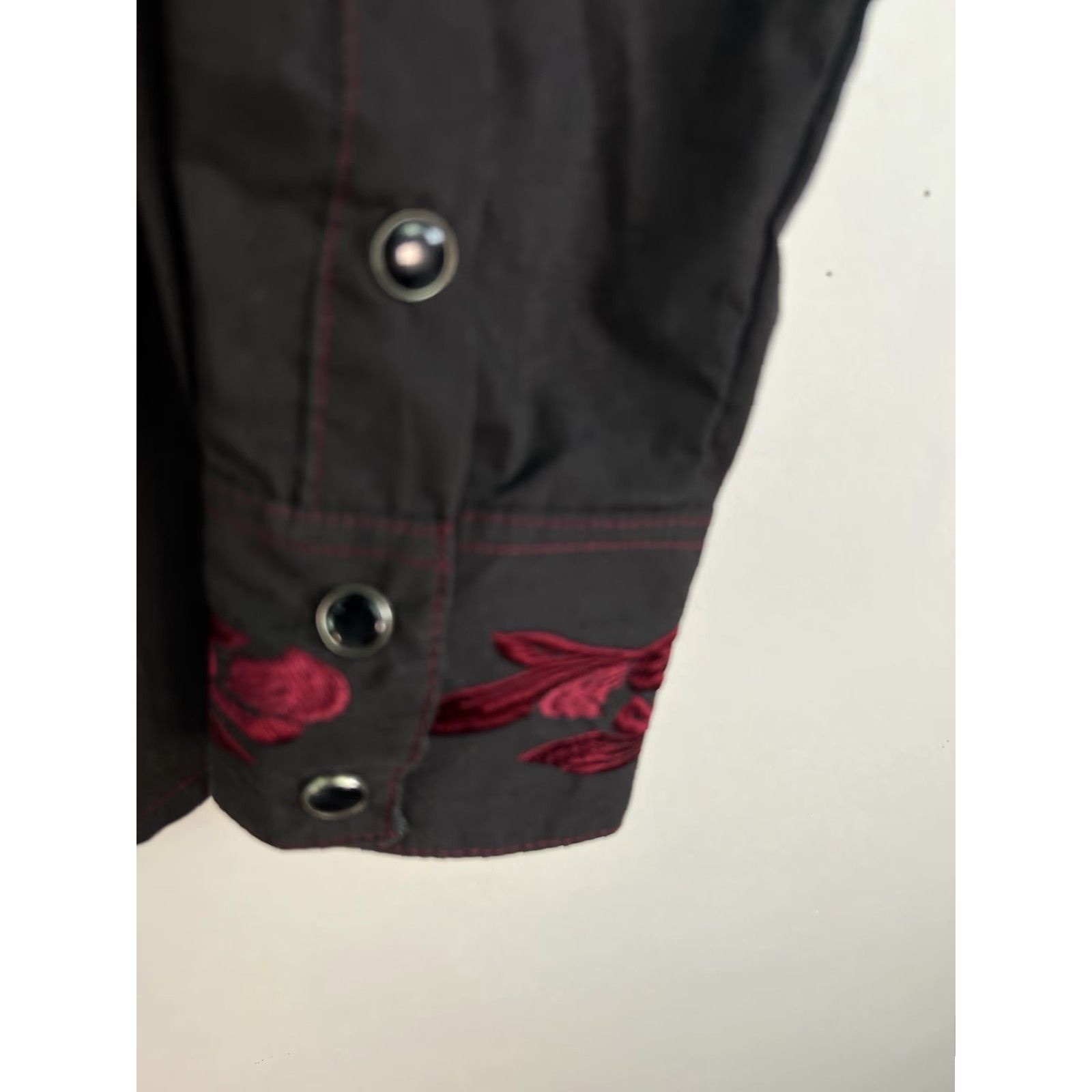 Vintage Lamasini Western Shirt Women M Black Beaded Embroidery Cowgirl Button-Up Long Sleeve Size M / US 6-8 / IT 42-44 - 4 Thumbnail