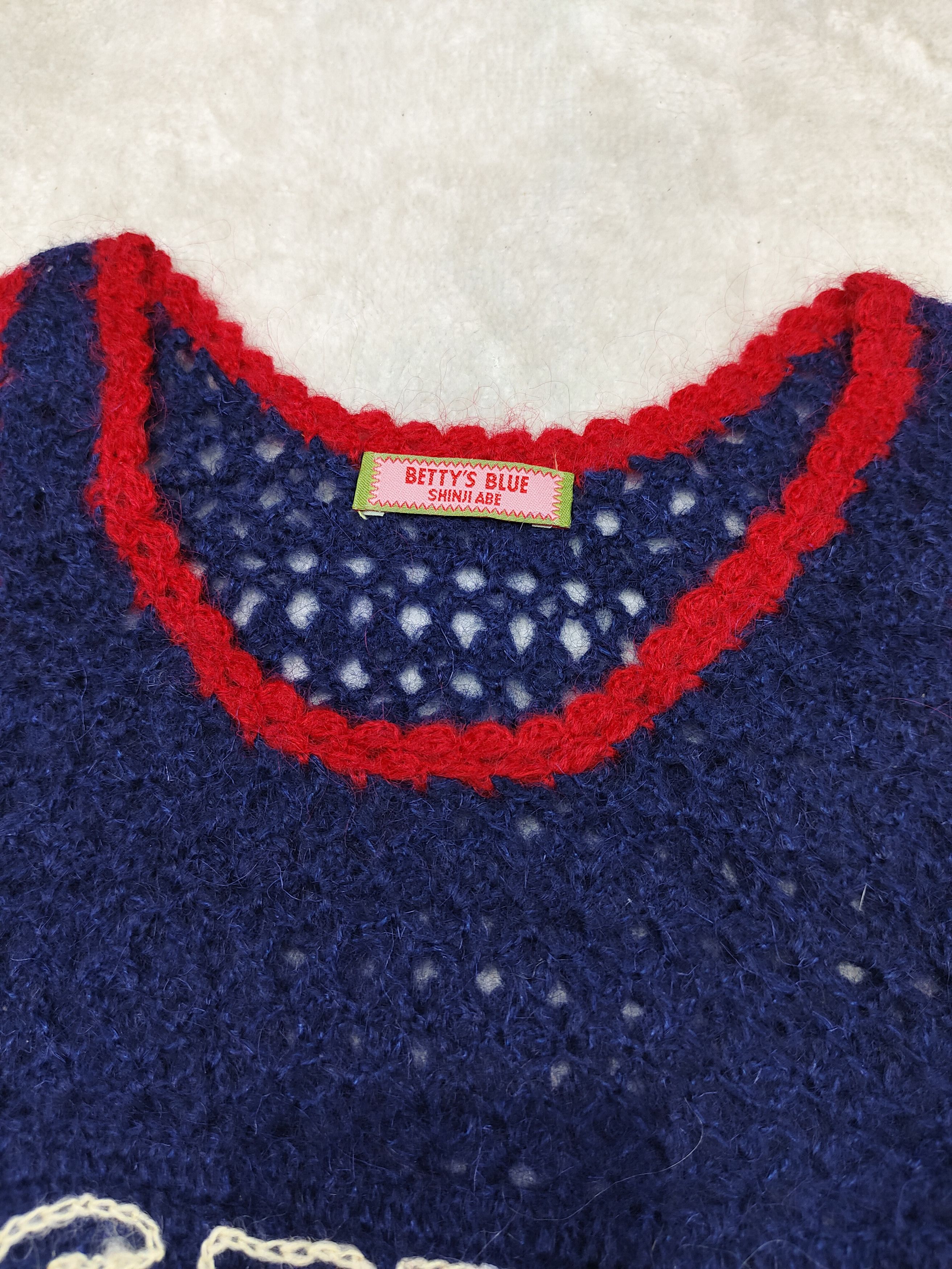 Japanese Brand 90s Betty's Blue🇯🇵 by Shinji Abe Knitted Sleeveless Size M / US 6-8 / IT 42-44 - 6 Thumbnail