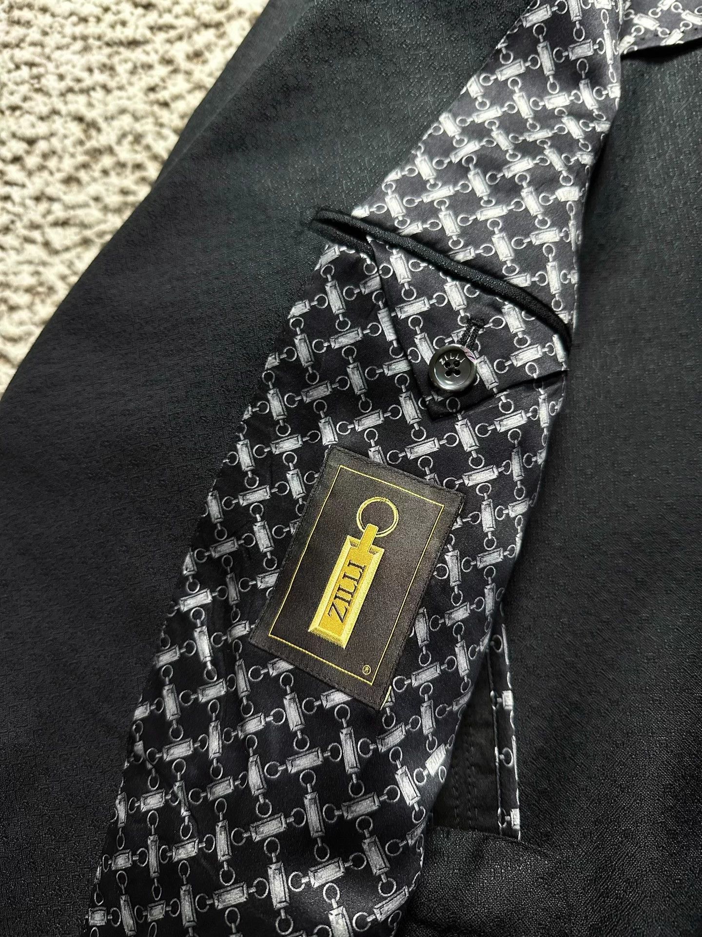 Zilli Zilli Wool-Silk 50-50 Blazer w/Leather Accents Size50 Size 50S - 4 Thumbnail