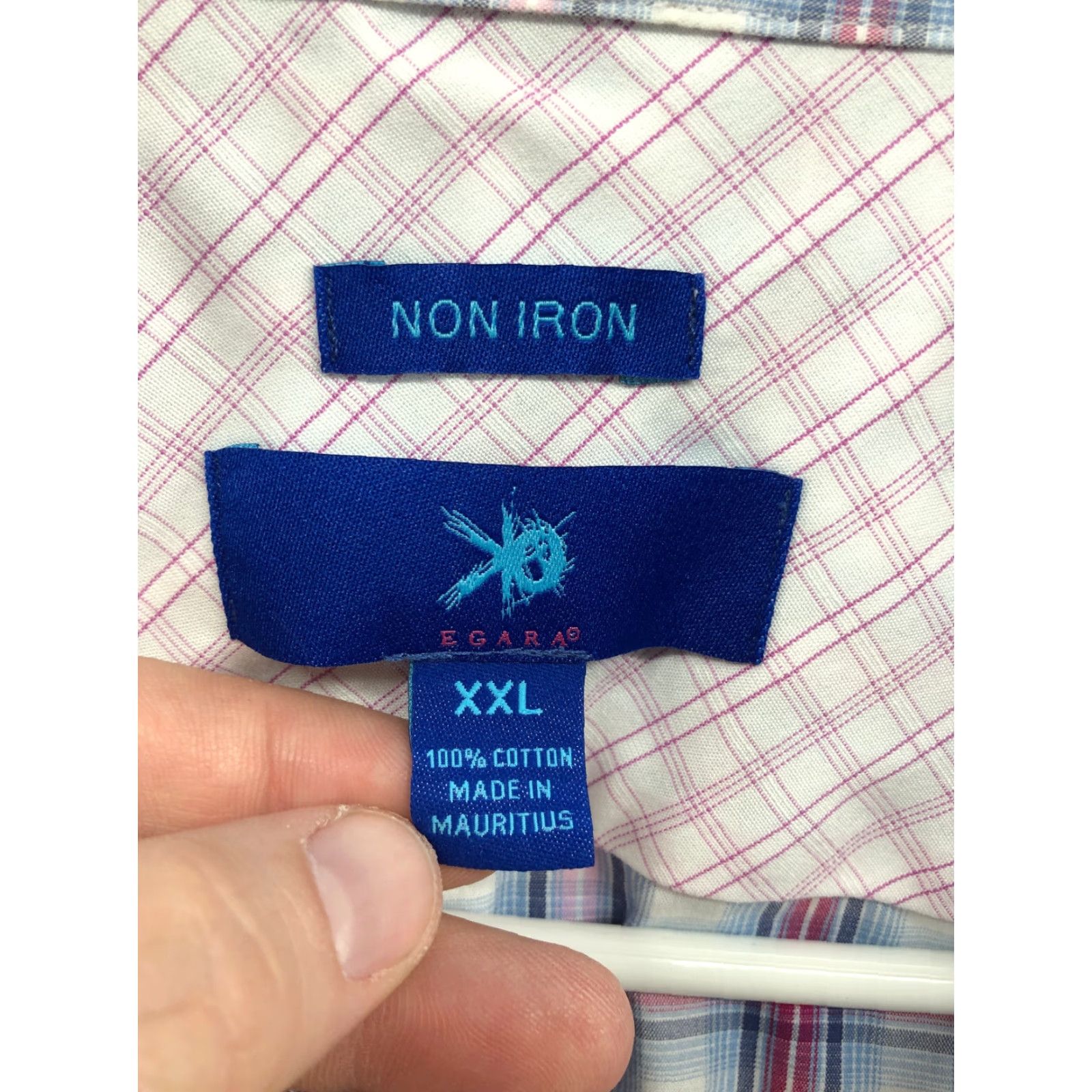 Egara Egara Shirt Mens Blue Plaid Long Sleeve Spread Collar Shirt XXL Size US XXL / EU 58 / 5 - 6 Thumbnail