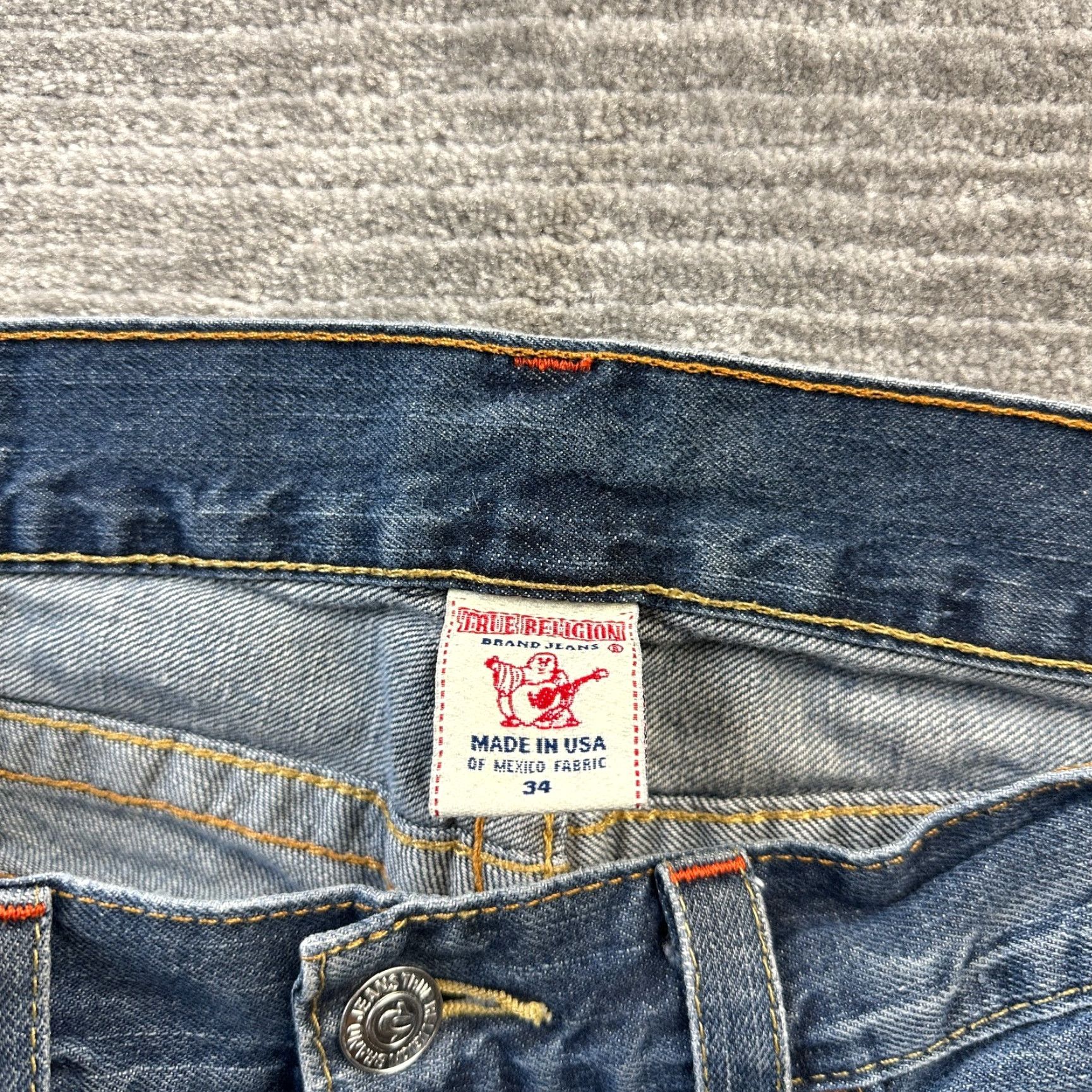 True Religion Jeans Mens 34 Ricky T Flap USA Made Distressed