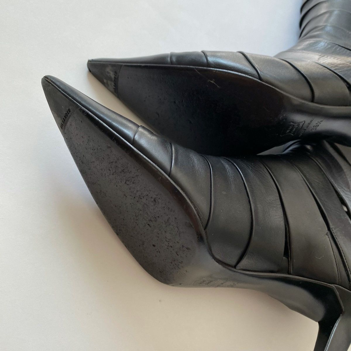 Jil Sander Jil Sander Black Leather Pointed Toe Knee-hight Boots Size US 6.5 / IT 36.5 - 4 Thumbnail