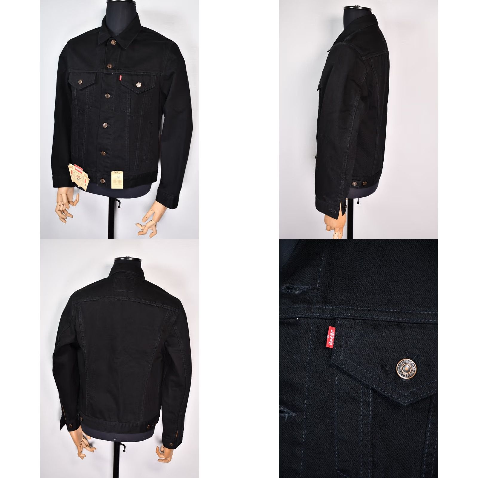 Levi's LEVI'S 70503-02 EURO TRACKER JACKET MEN'S M BLACK DENIM TRUCKER Jacket Winter, Fall, Spring Men Size US M / EU 48-50 / 2 - 8 Thumbnail